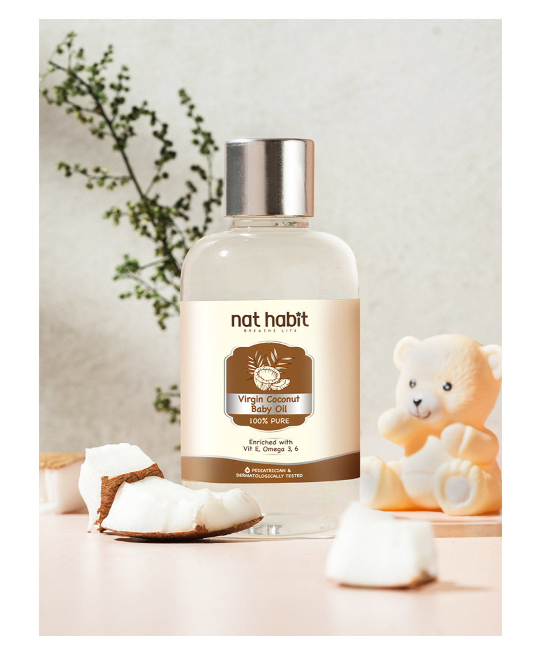 nat habit baby Nat Habit Pure Virgin Coconut Baby Oil Enriched with Vit E & Omega 3 and 6 - 200 ml-picture-26