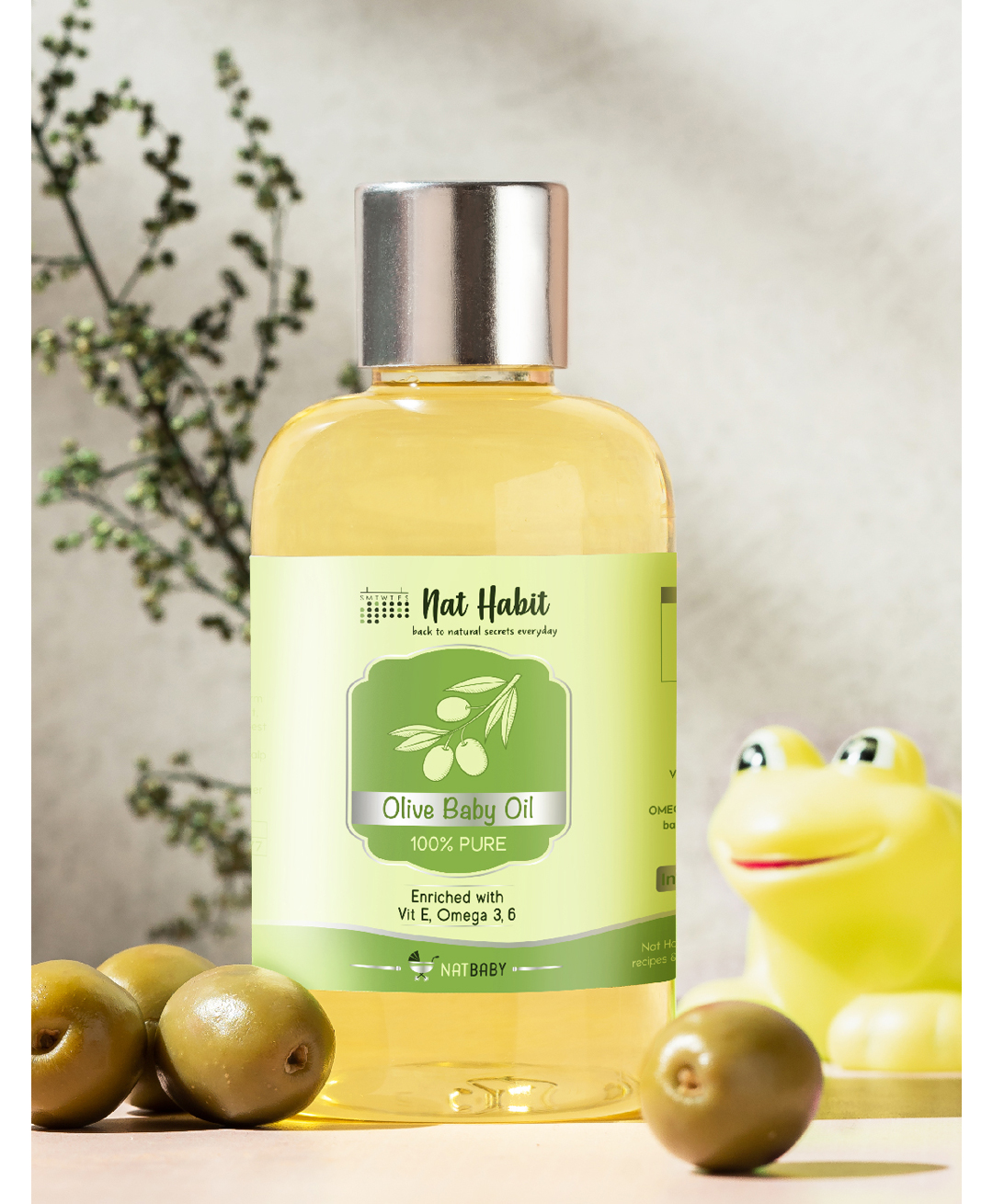 Nat Habit Pure Olive Baby Oil Enriched with Vit E & Omega 3, 6 - 100 ml-image-29