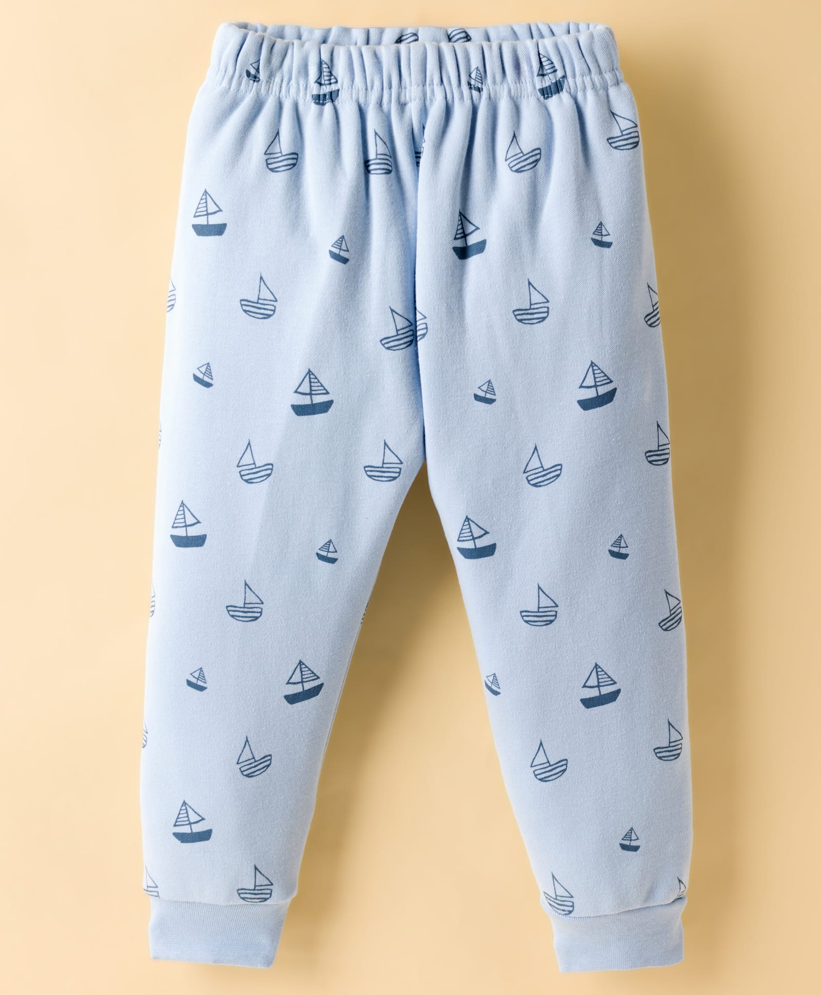 Pink Rabbit Knit Full Length Fleece Pant With Boat Print - Blue-picture-18