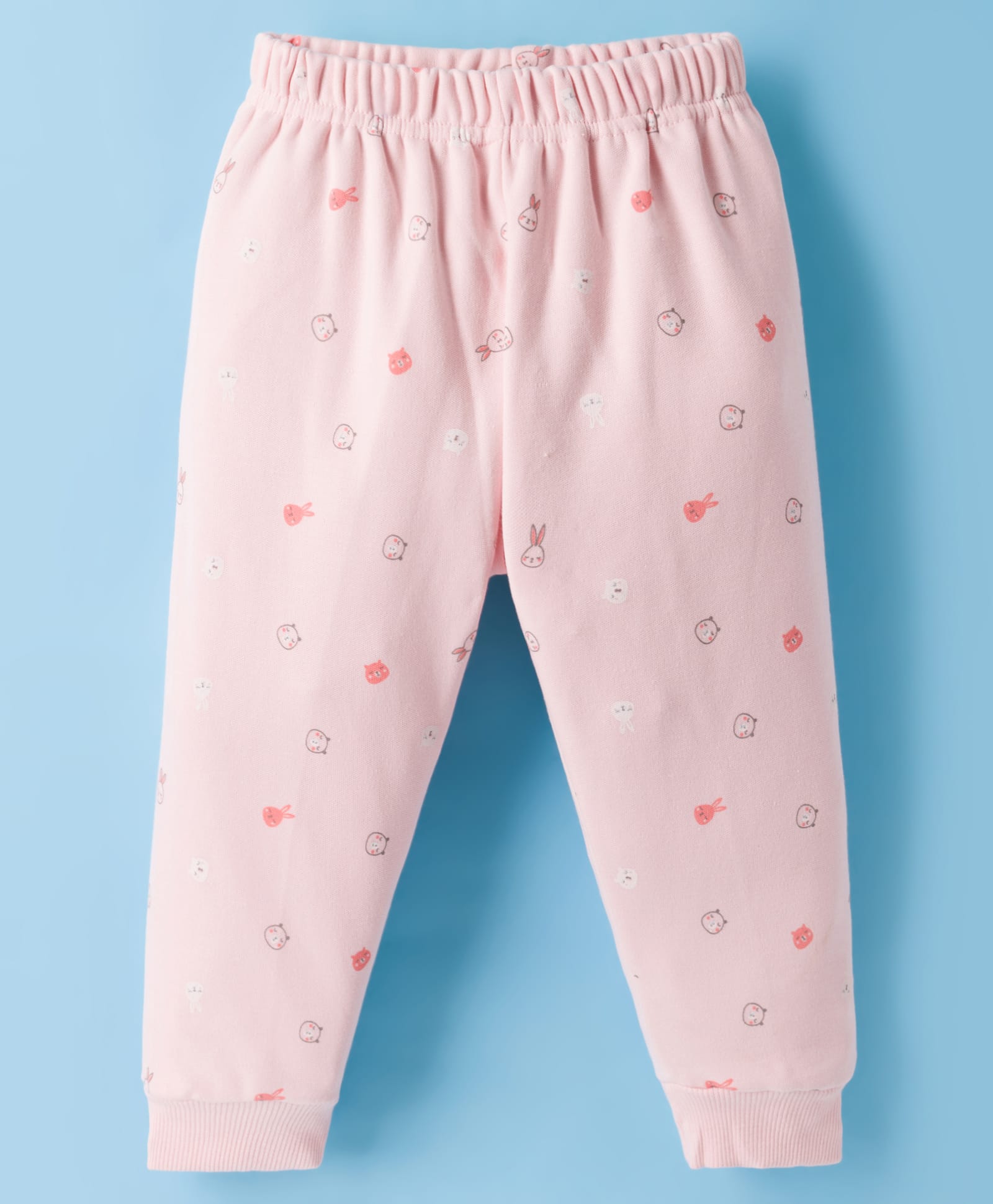 Pink Rabbit Knit Full Length Fleece Pant with Animal Print - Pink-picture-17