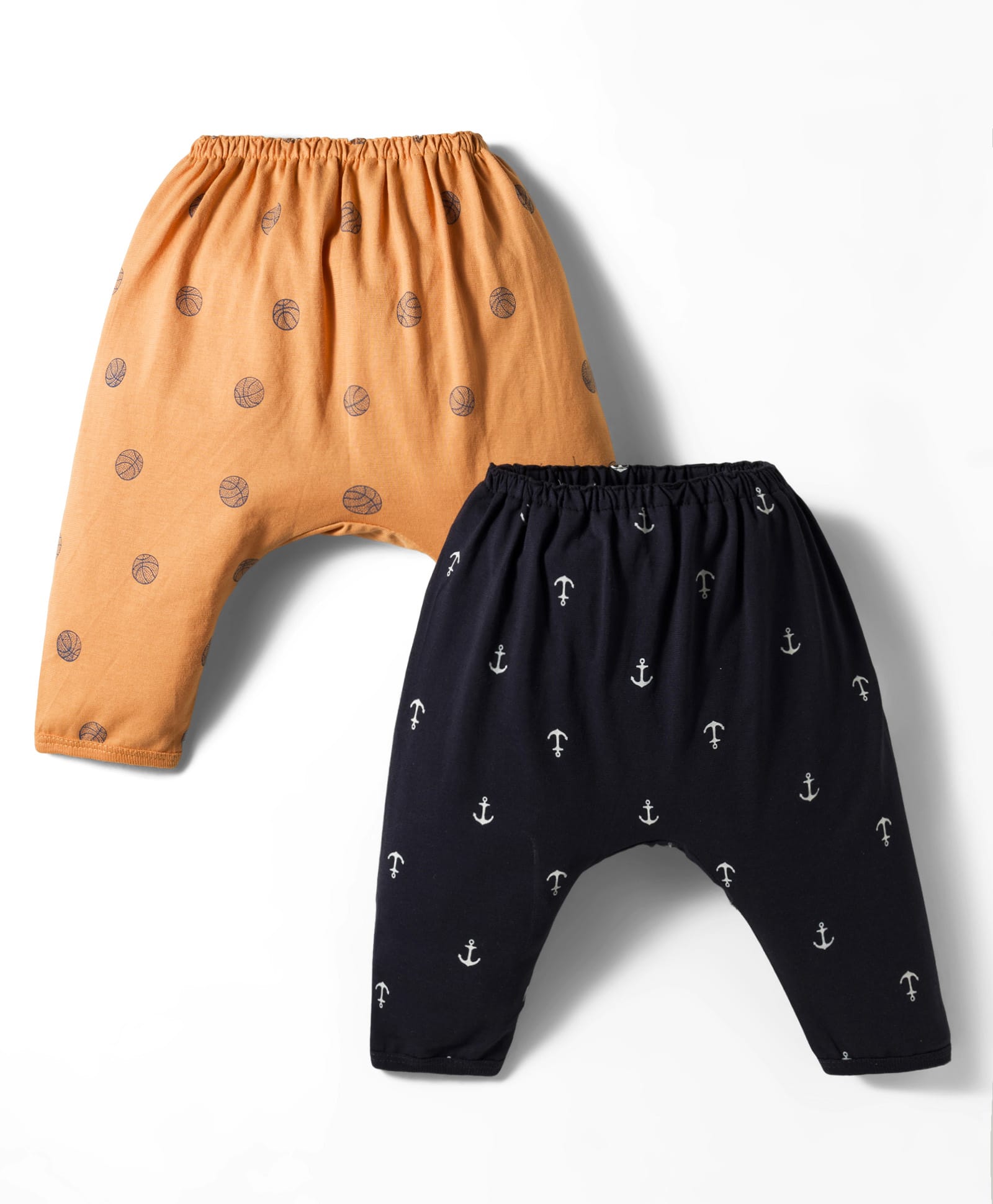 Pink Rabbit Single Jersey Knit Lounge Pant With Basketball Print Pack Of 2 - Navy Blue & Mustard-image-33