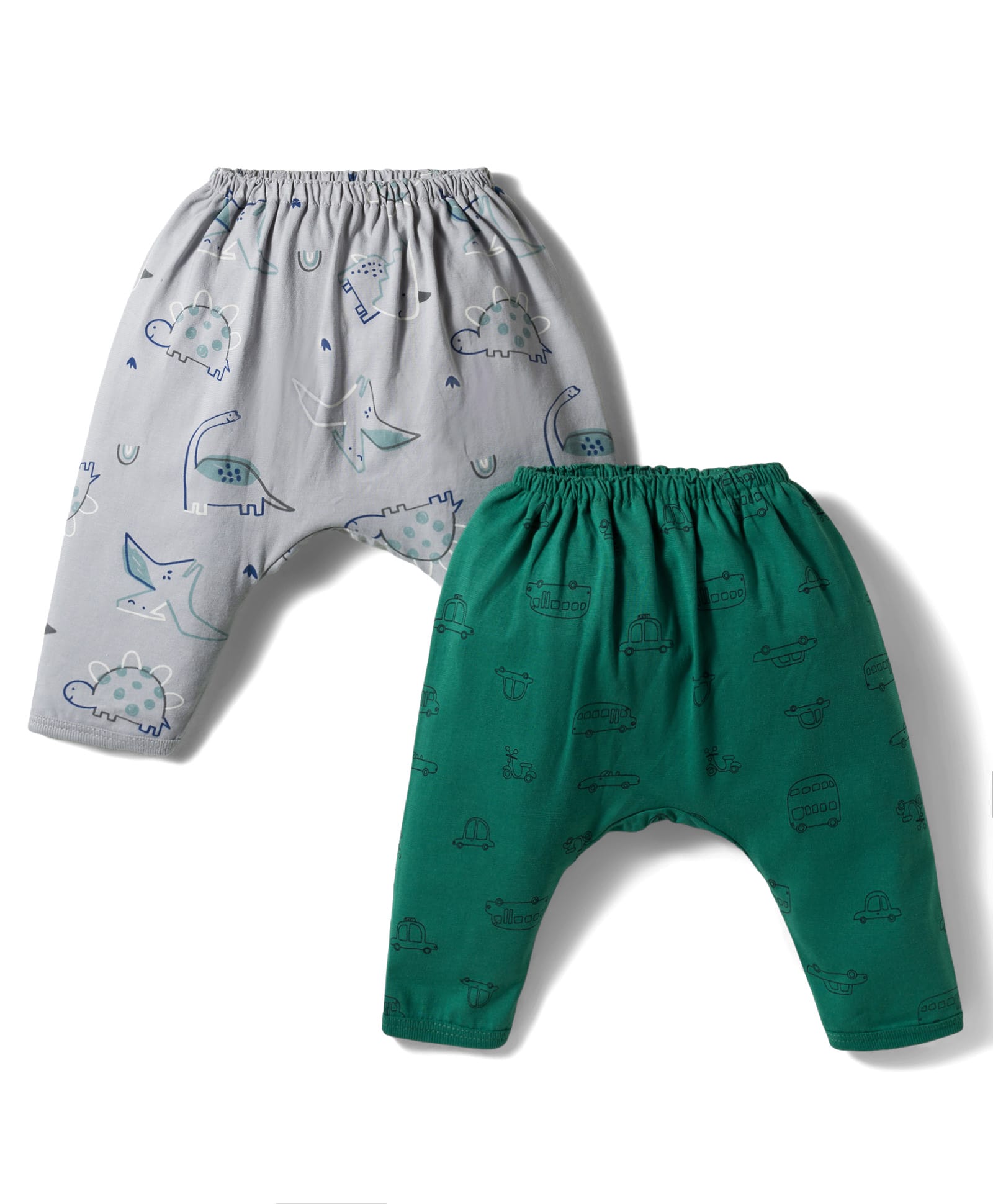 Pink Rabbit Single Jersey Knit Full Length Lounge Pant With Dino Print Pack Of 2 - Green & Grey-image-9