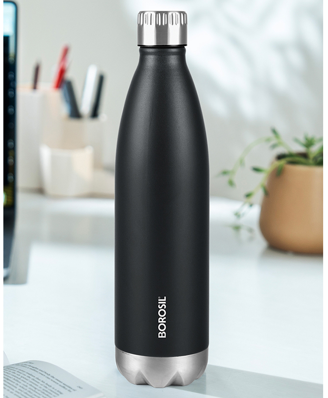 Borosil Bolt Matte Stainless Steel 24 Hours Hot & Cold Double Wall Vacuum Insulated Bottle for Office School College & Gym 1 Year Warranty Black - 500 ml-picture-15