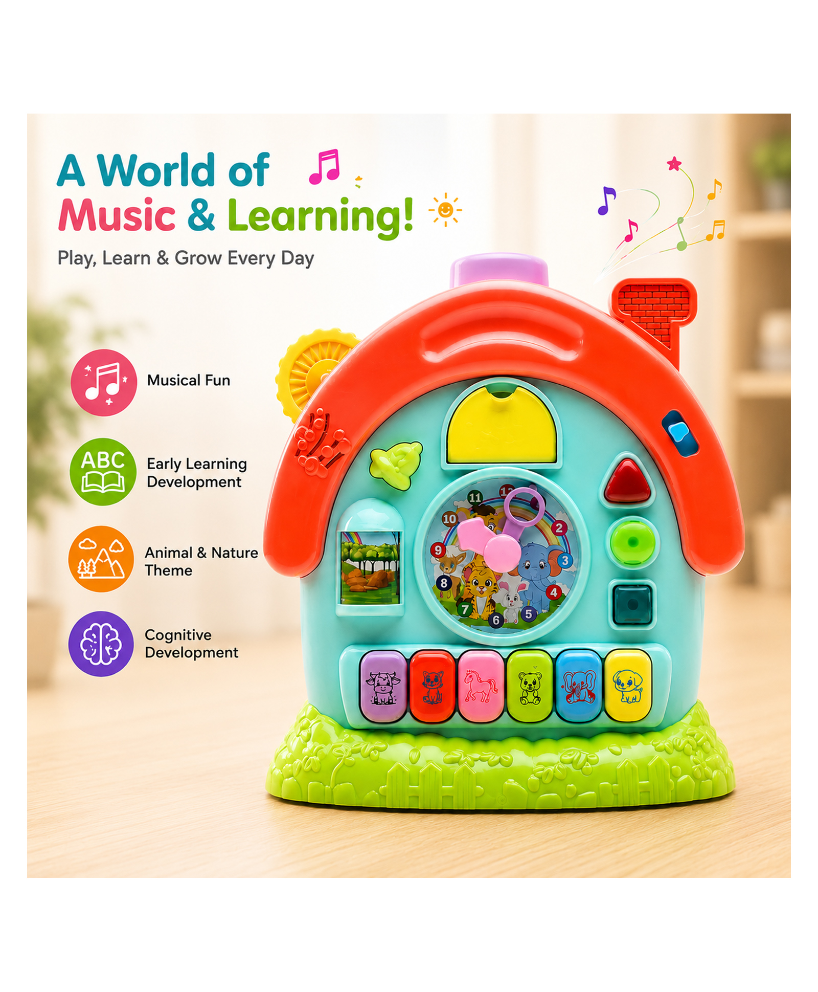 Musical House Piano Interactive Toy for Kids| Early Development & Learning Musical Toy| Gifting Toy for 3+ yrs Boys & Girls| BIS Certified| 40+ Poems, Rhymes & Lullabies| 3 Modes-image-24