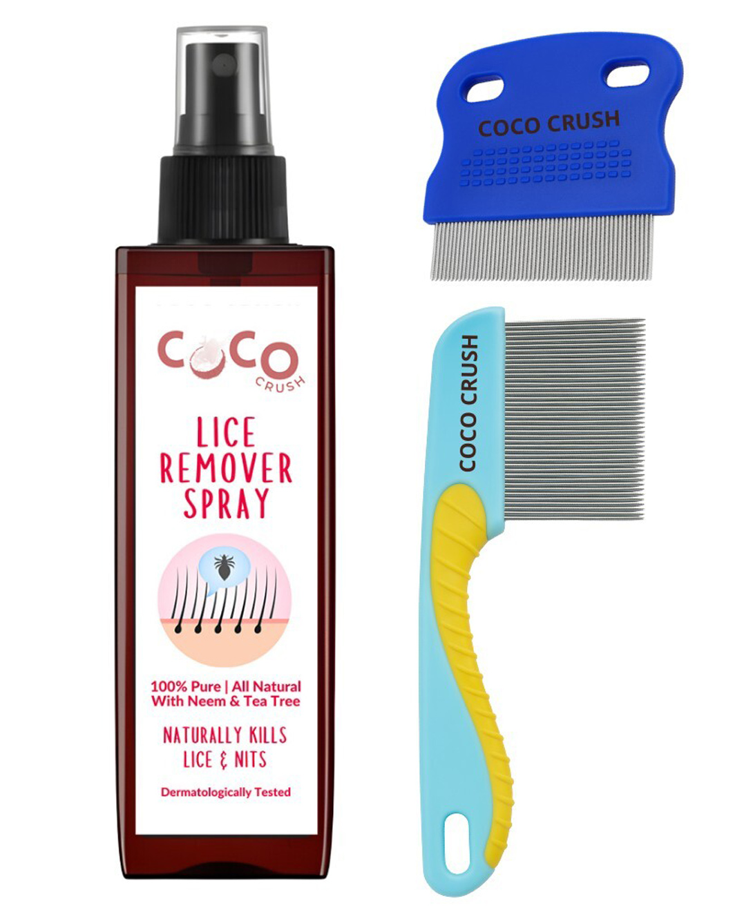 Coco Crush Anti Lice Hair Spray with Fine Teeth Nit Comb & Long Handle Lice Comb - Safe Natural Treatment for Kids & Adults 100 ml-picture-18