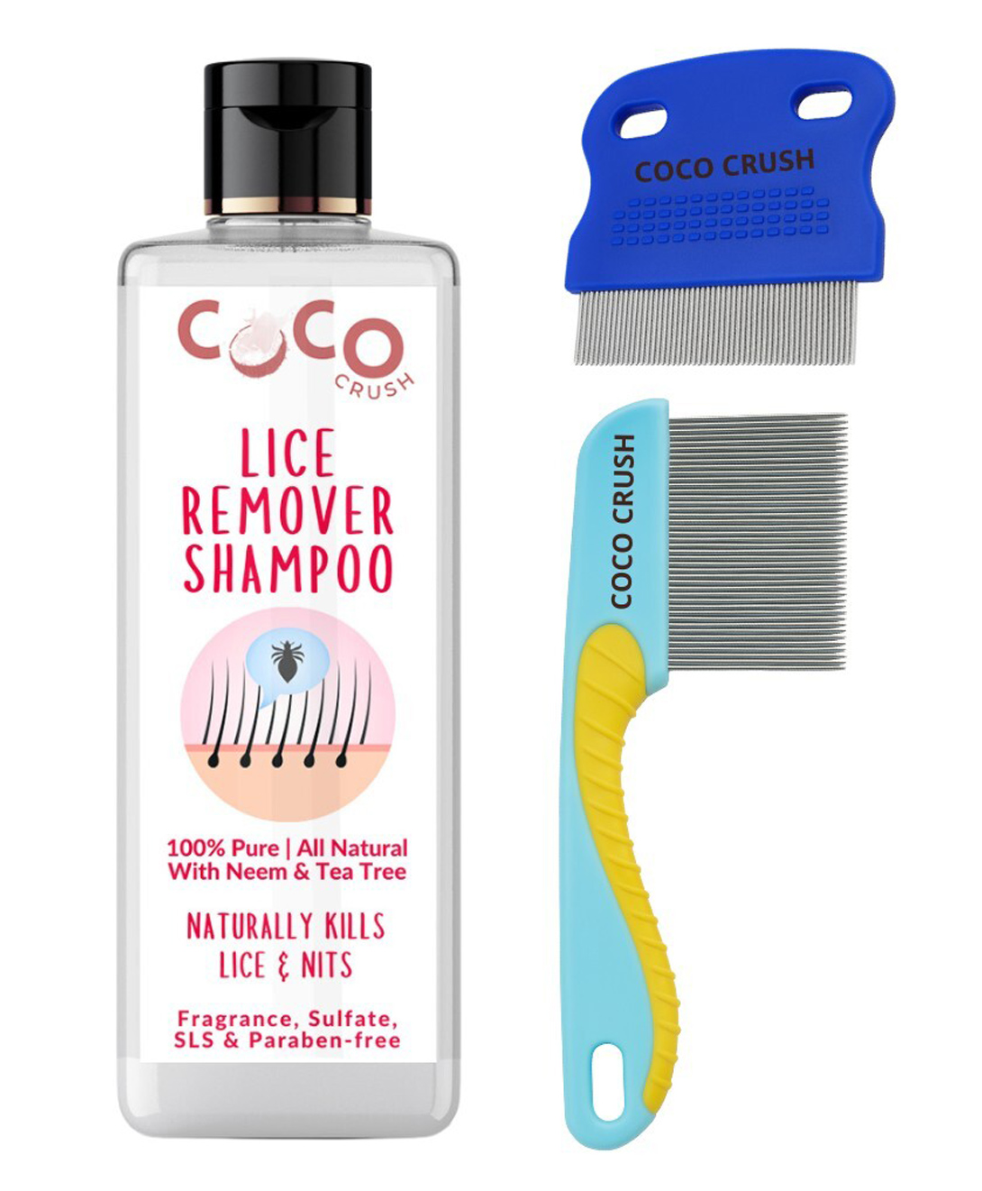 Coco Crush Anti Lice Shampoo with Fine Teeth Nit Comb & Long Handle Lice Comb - 100% Natural Care 100 ml-picture-12