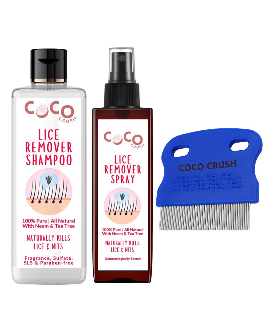 Coco Crush Ayurvedic Lice & Nits Treatment - Natural Shampoo, 50ml; Herbal Spray, 50ml; & Detangling Comb, 1Unit-image-14