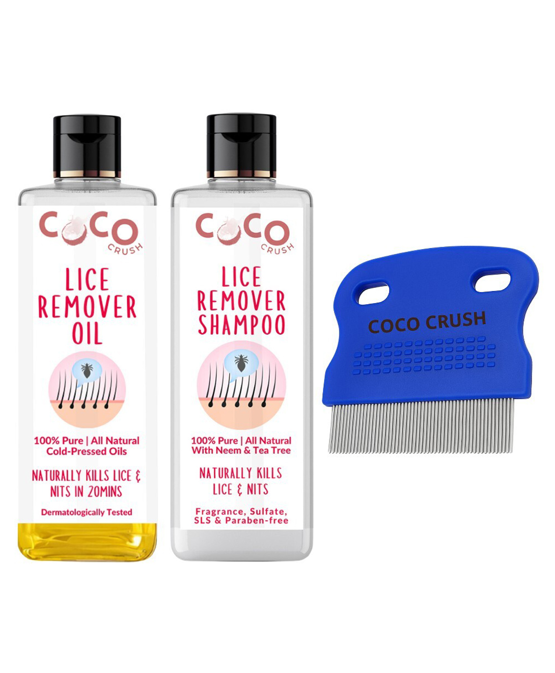 Coco Crush Ayurvedic Lice & Nits Kit with Natural Oil Shampoo, 200ml; 200ml; & Precision Fine Tooth Comb 1Unit-image-20