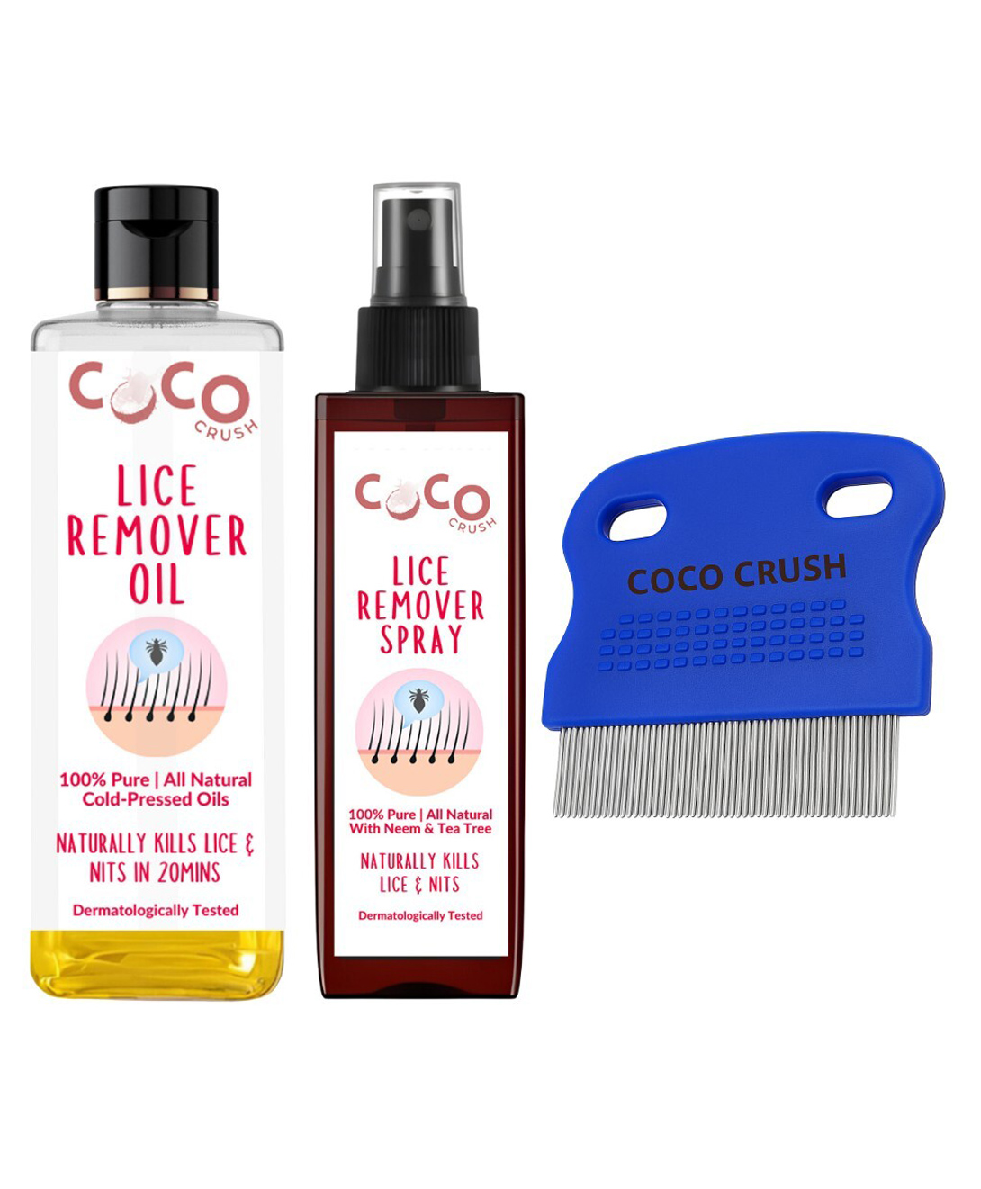 Coco Crush Fast Lice & Nits Relief Combo - Ayurvedic Oil, 50ml; Herbal Spray, 50ml; & Precision Comb 1Unit-image-21