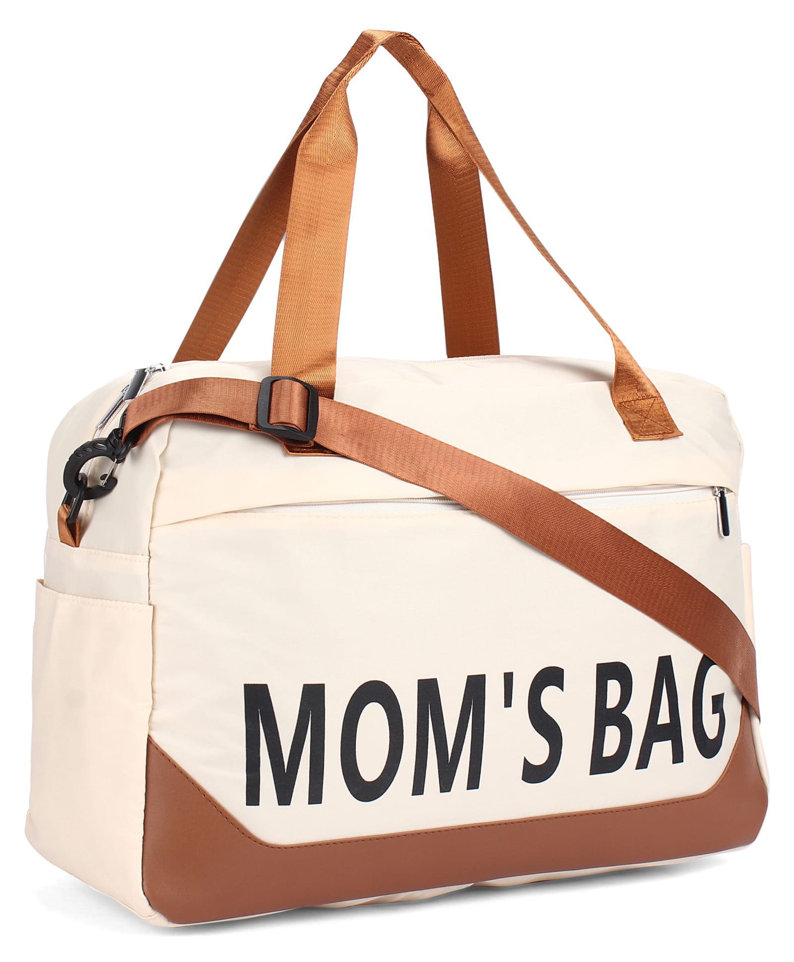 Multipurpose Spacious Mother Diaper Bag Adjustable Shoulder Strap Large Storage Carry Handle Durable Fabric Stylish Travel-Friendly Design Water Resistant - Beige-image-15