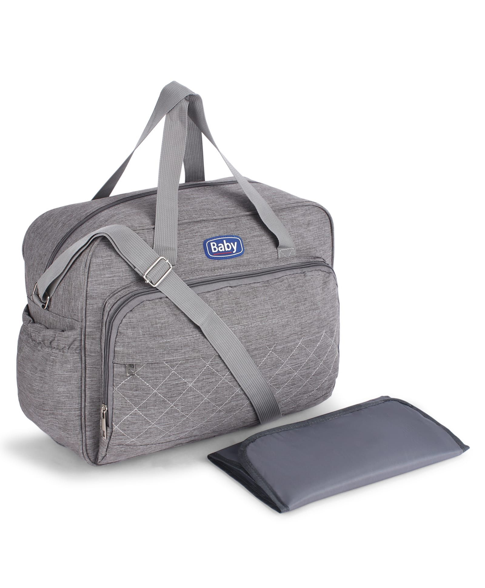 fab n funky Premium Multipurpose Stylish Diaper Bag with Changing Mat - Grey| Water Resistant| Spacious Compartments | 2 Side Bottle Pockets | Multi-Compartment Organizer-picture-37
