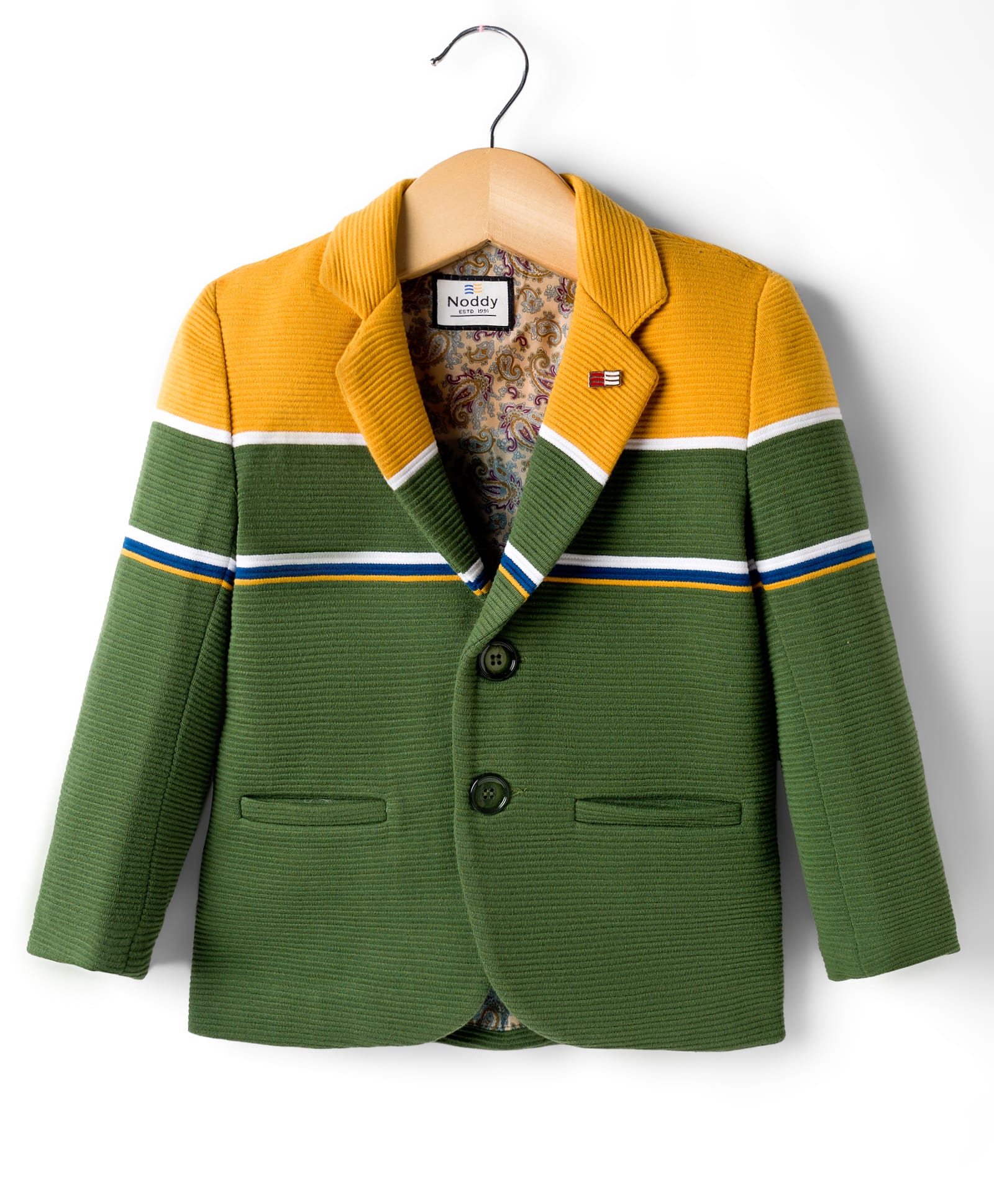 Noddy Full Sleeves Colour Blocked Blazer - Mustard Yellow-image-19
