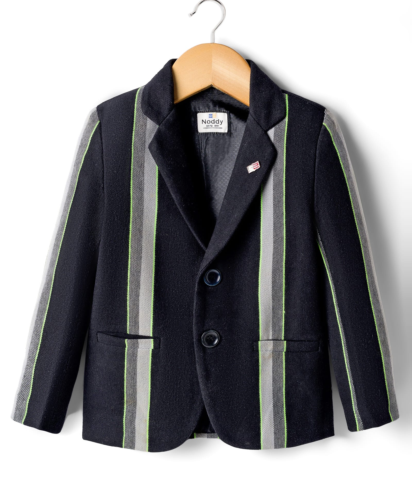 Noddy Full Sleeves Striped Blazer - Black-image-26