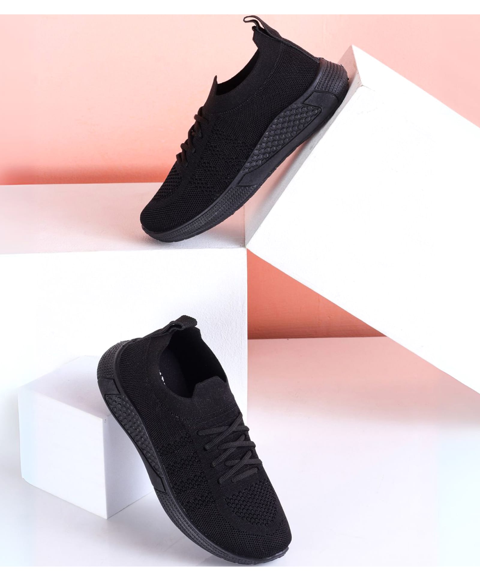 TRASE Mesh Designed Slip On Shoes - Black-image-27