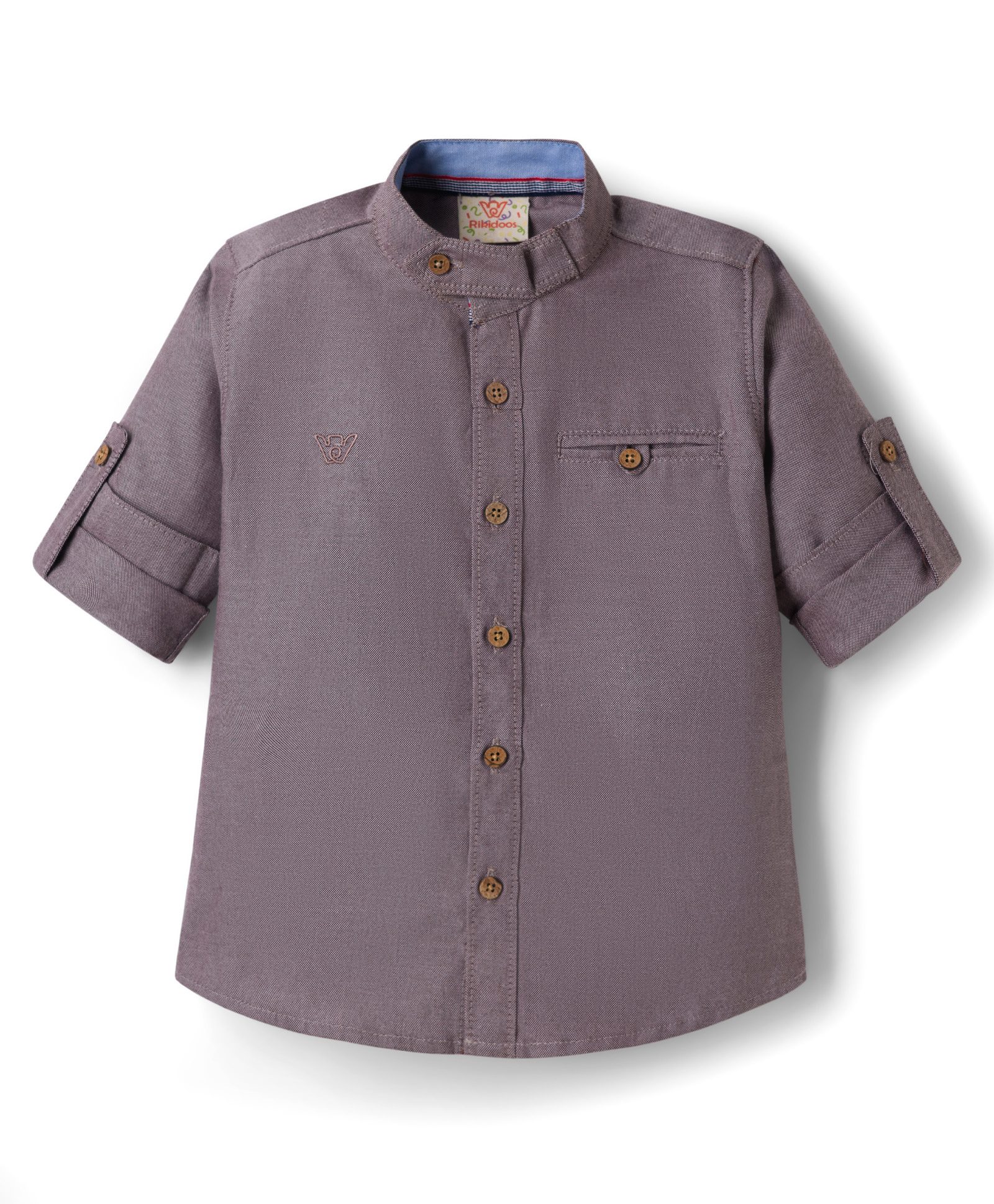 Rikidoos Full Sleeves Solid Shirt - Grey-image-9