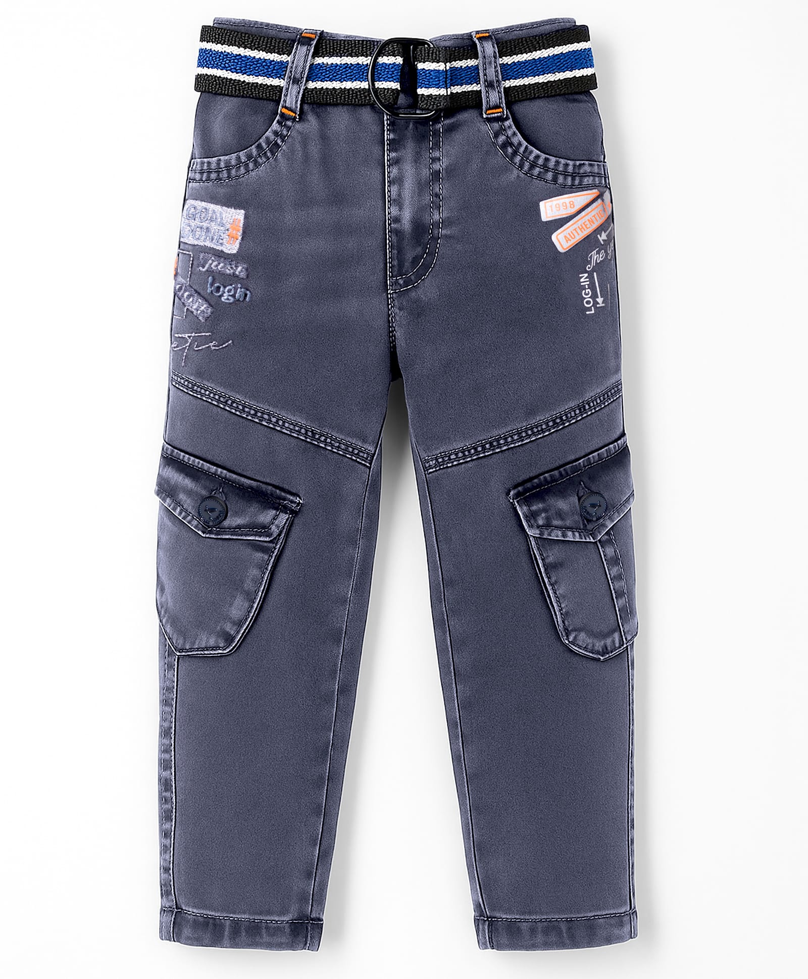 Rikidoos Typography Printed Jeans With Belt - Blue-picture-11