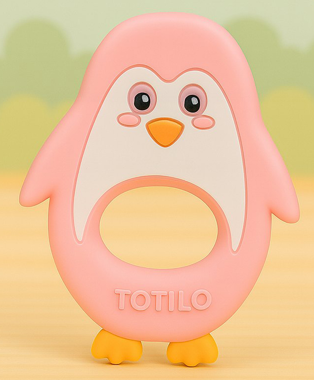 Totilo Penguin Shape Silicone Teether , BPA Free & Safe for Babies (Pack of 1)- Pink-image-22