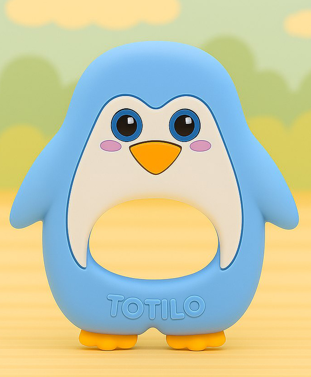 Totilo Penguin Shape Silicone Teether , BPA Free & Safe for Babies (Pack of 1)- Blue-picture-23
