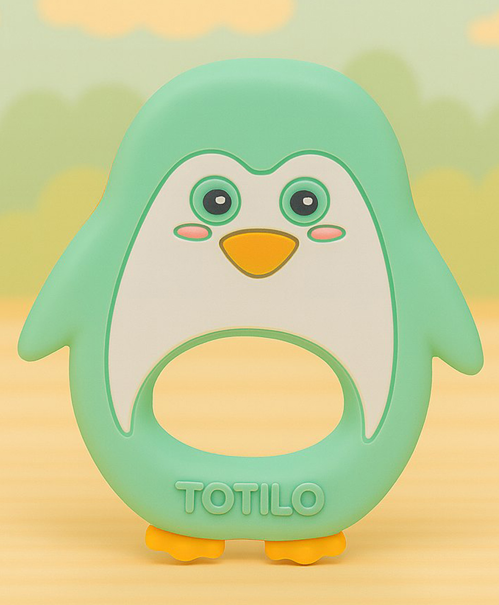 Totilo Penguin Shape Silicone Teether , BPA Free & Safe for Babies (Pack of 1)- Green-image-40