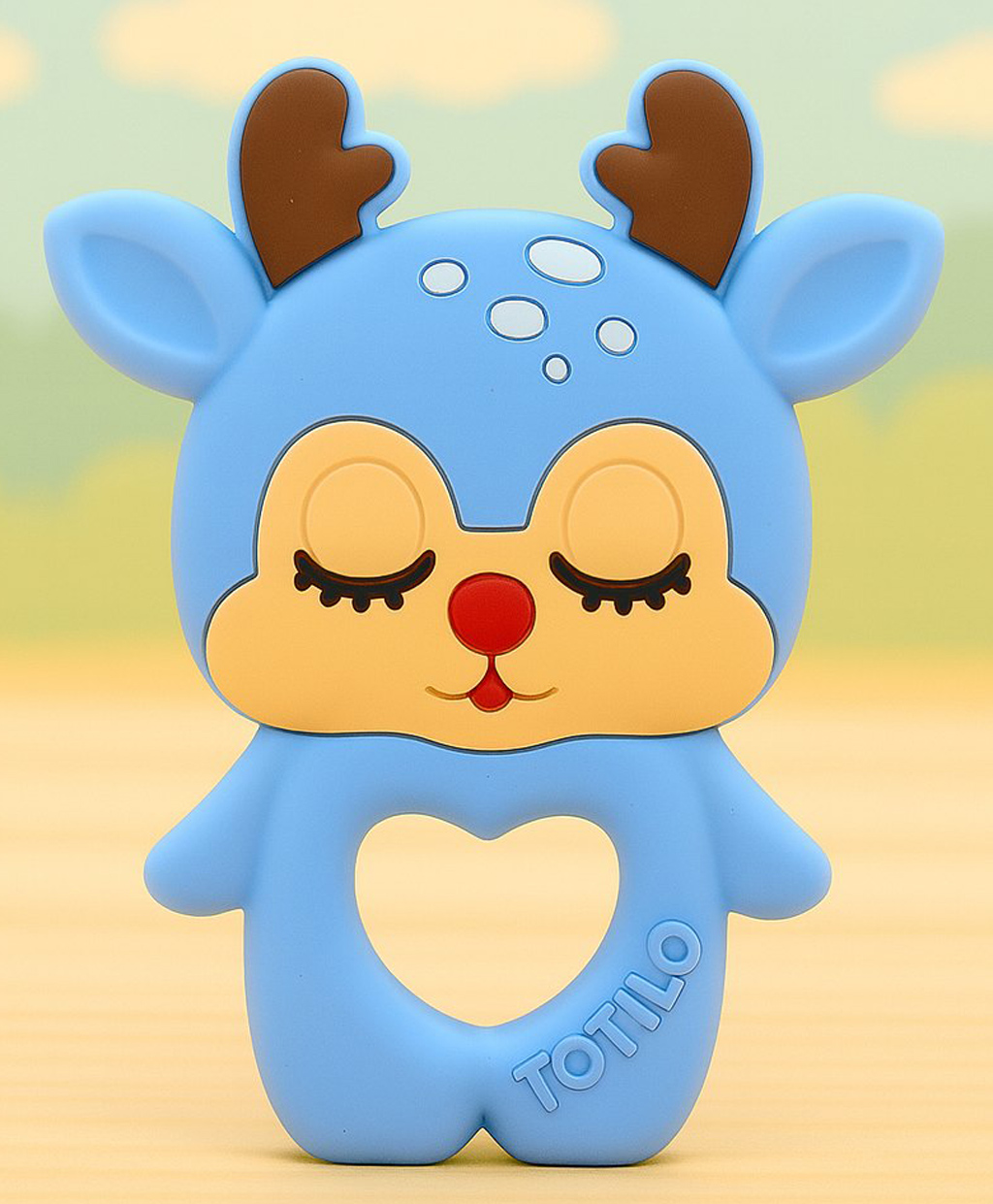 Totilo Reindeer Shape Silicone Teether , BPA Free & Safe for Babies (Pack of 1)- Blue-image-41