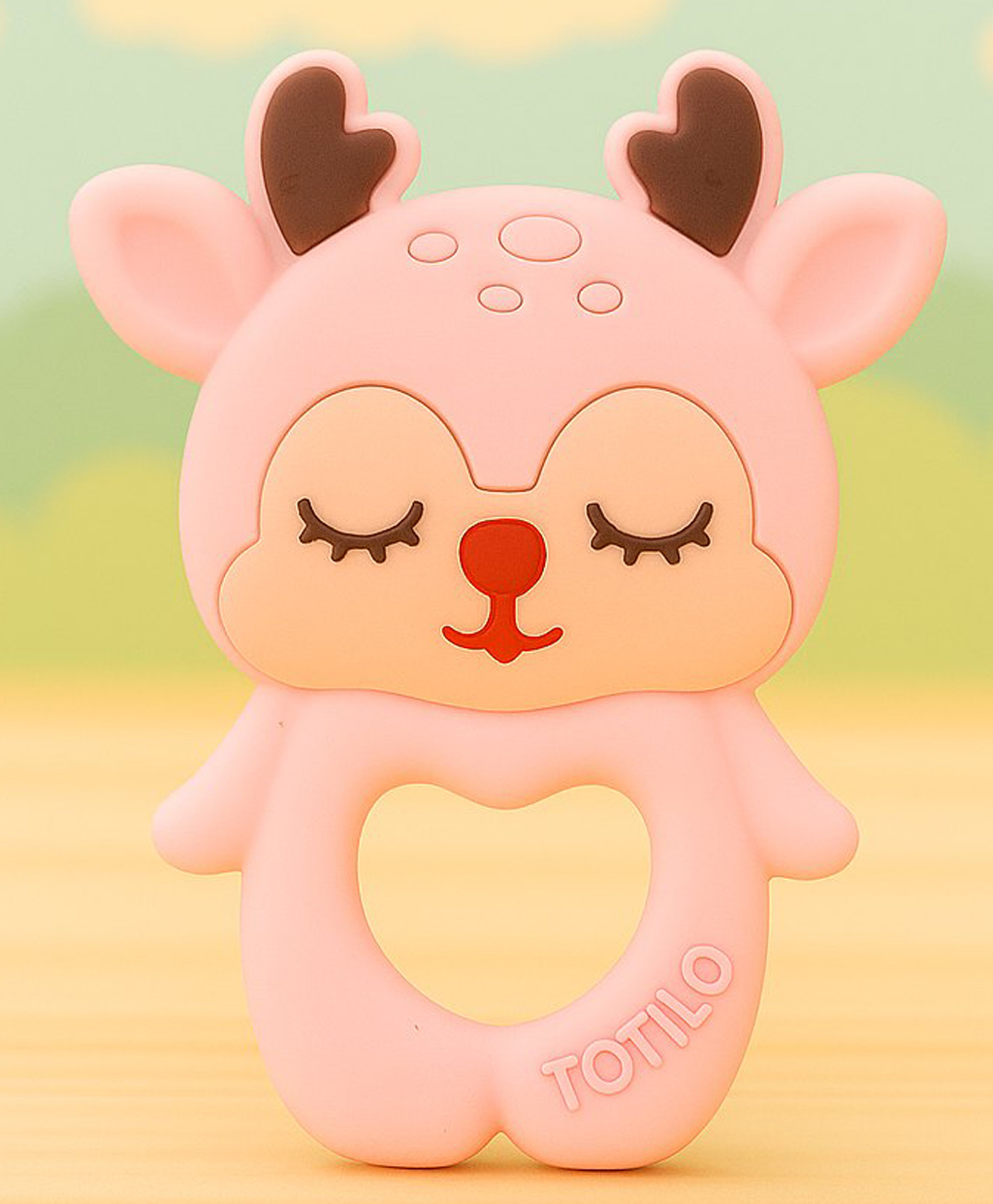Totilo Reindeer Shape Silicone Teether , BPA Free & Safe for Babies (Pack of 1)- Pink-picture-14