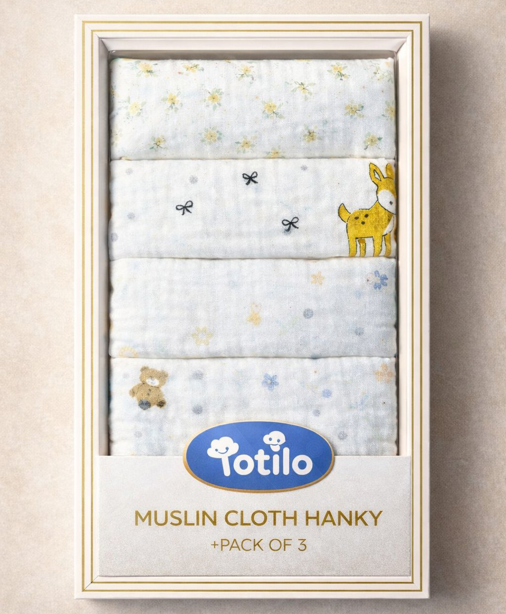 Totilo Premium Muslin Baby Hanky - Ultra Soft, Absorbent, Multipurpose Cloth for Newborns & Infants Set of 3-image-35