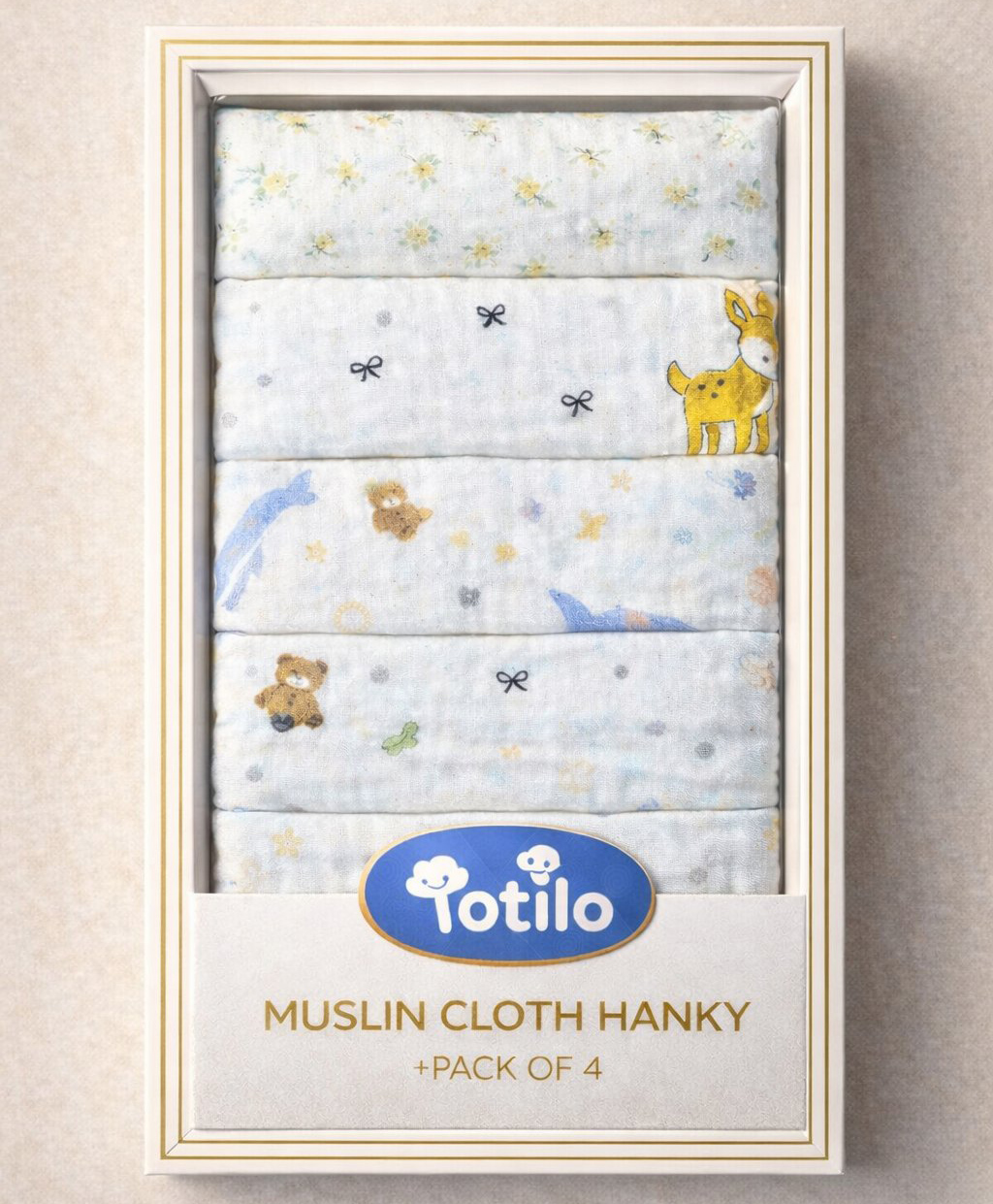 Totilo Premium Muslin Baby Hanky - Ultra Soft, Absorbent, Multipurpose Cloth for Newborns & Infants Set of 4-image-39