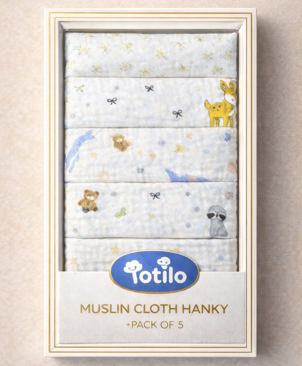 Totilo Premium Muslin Baby Hanky - Ultra Soft, Absorbent, Multipurpose Cloth for Newborns & Infants Set of 5-image-37