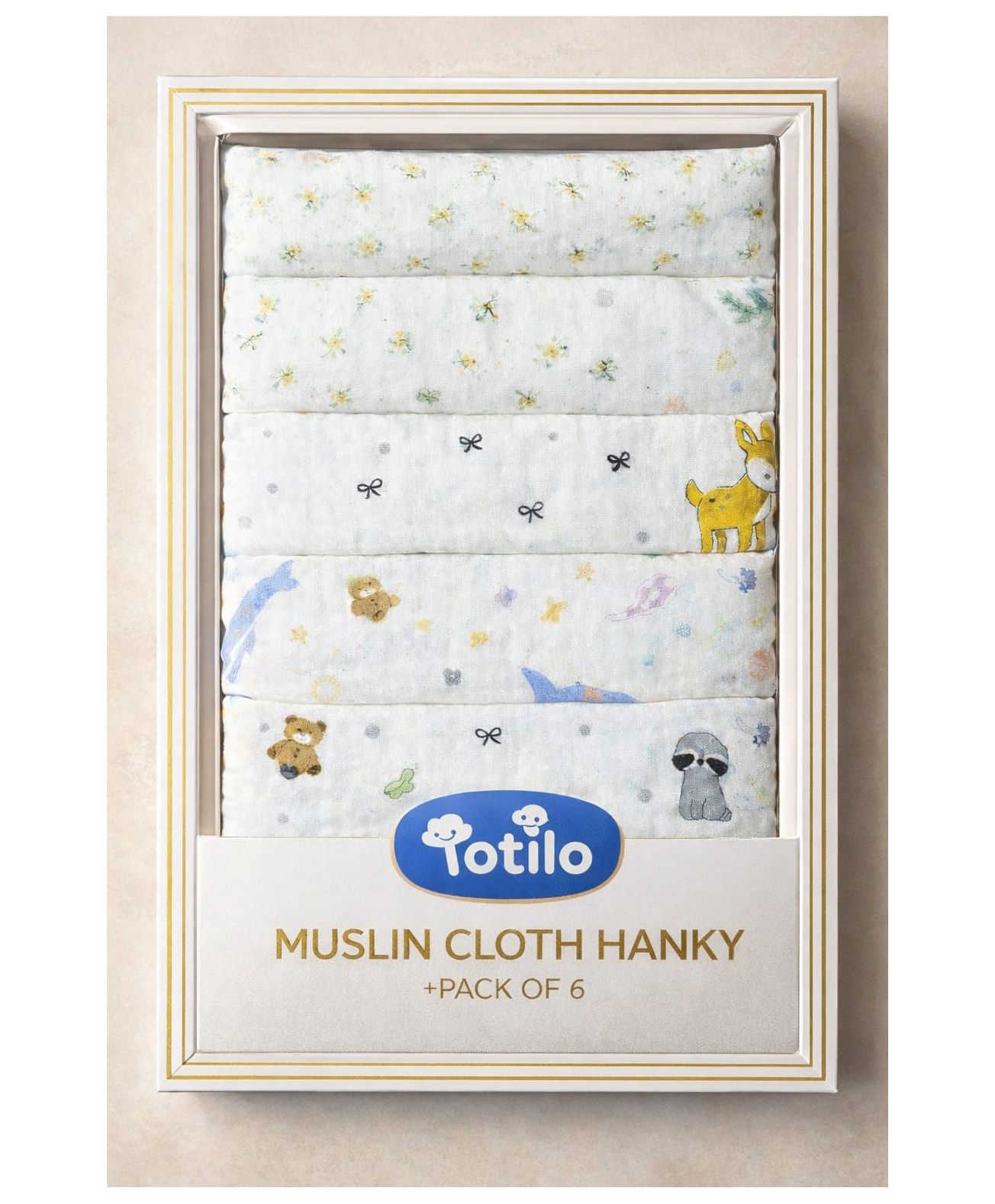 Totilo Premium Muslin Baby Hanky - Ultra Soft, Absorbent, Multipurpose Cloth for Newborns & Infants Set of 6-image-38