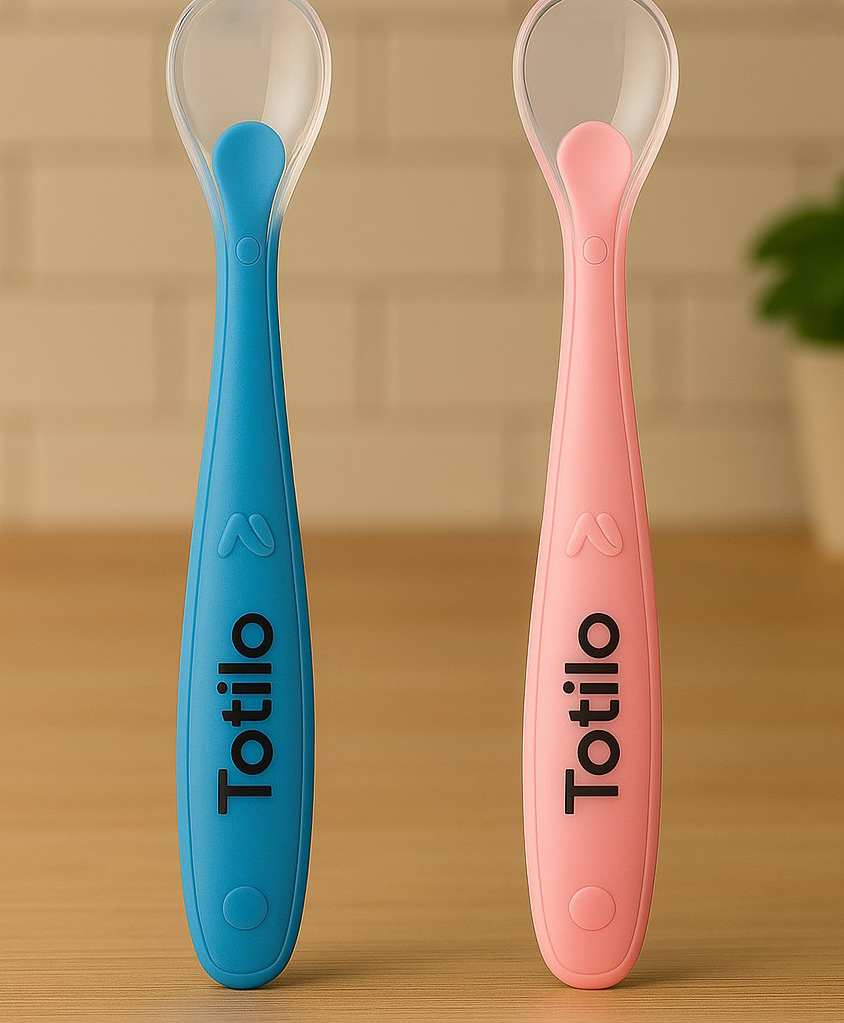 Totilo Feeding Spoon With Ultra Supple 100% Silicone Tip,Bpa Free - Pink &Blue (Pack of 2)-picture-15
