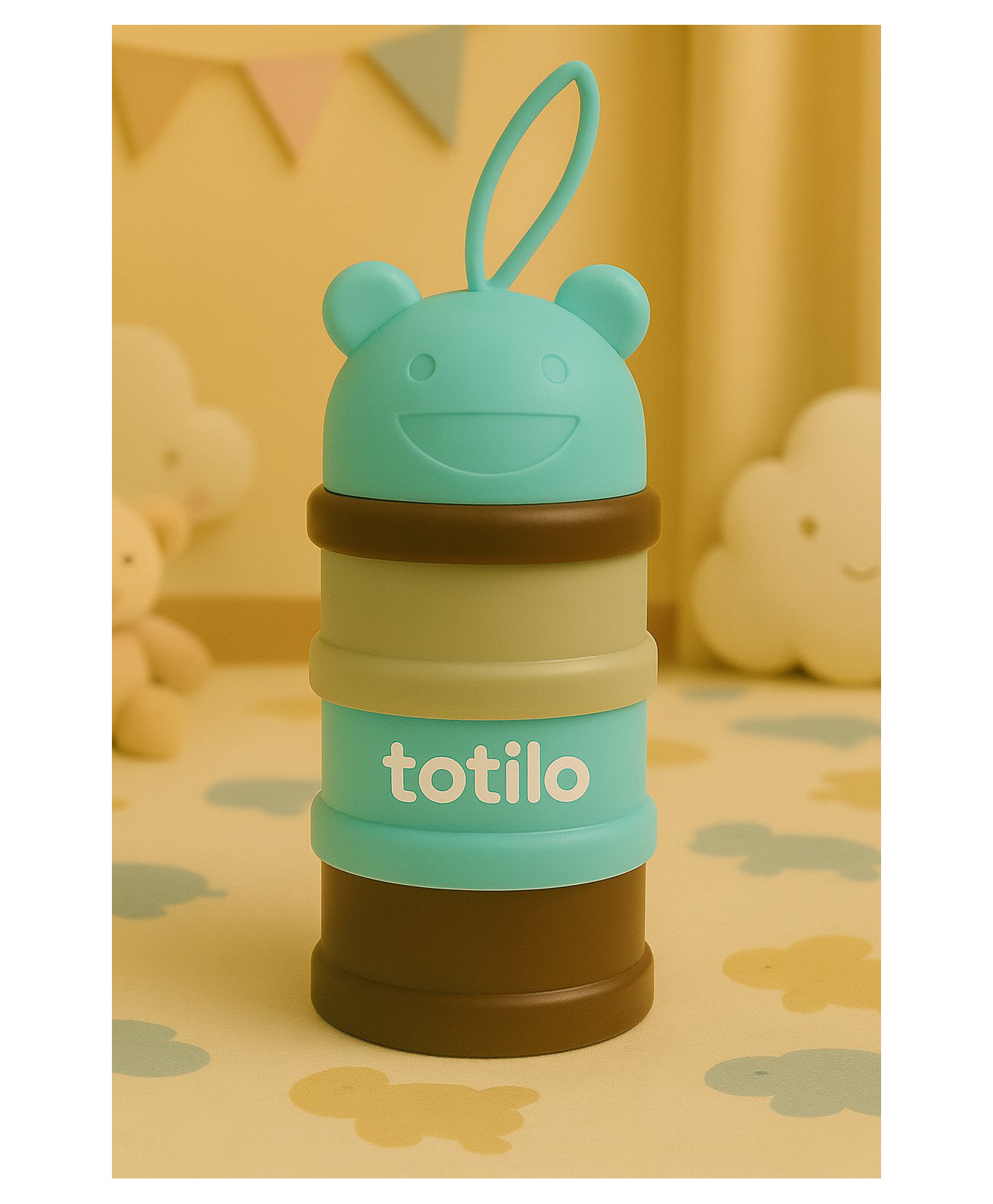 Totilo 3 - Layer Cute Bear Portable Baby Food & Milk Powder Container - Green-image-41