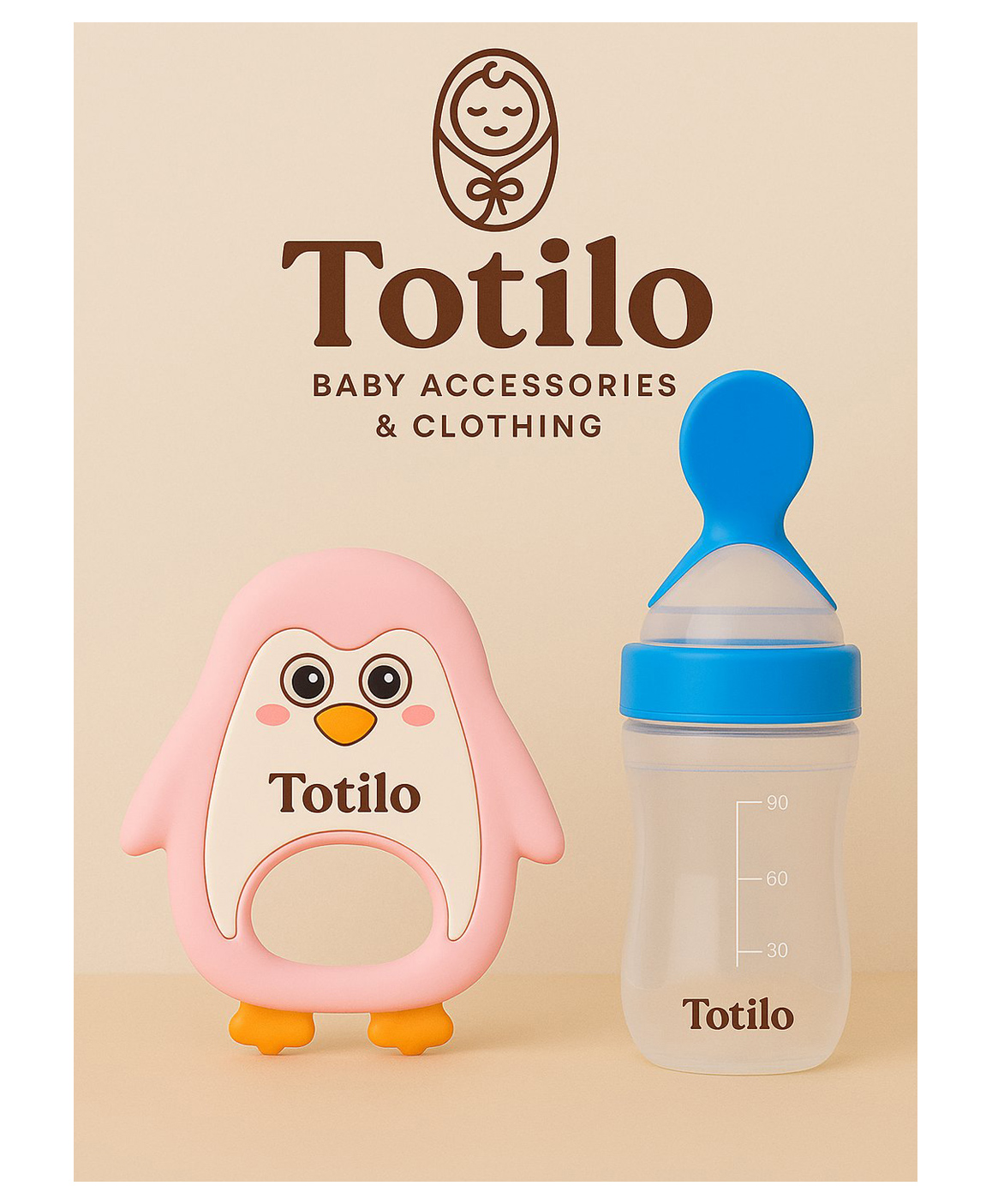 Totilo Baby Silicone Spoon Bottle with Soft Teether Feeder Combo , BPA Free Feeding Set- Blue & Pink-image-22