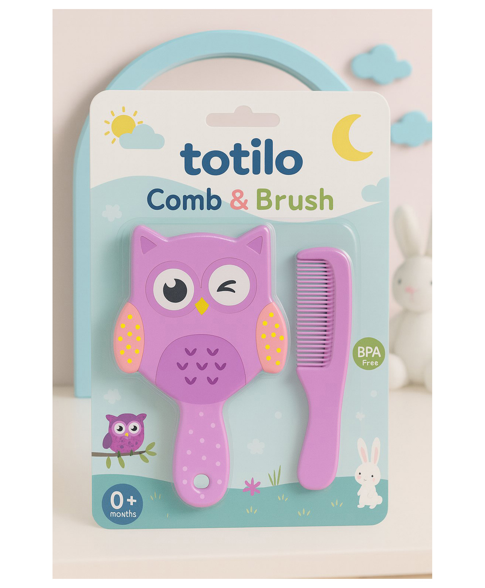 Totilo Baby Hair Brush and Comb Combo for Newborn and Toddler Grooming - Purple-image-29
