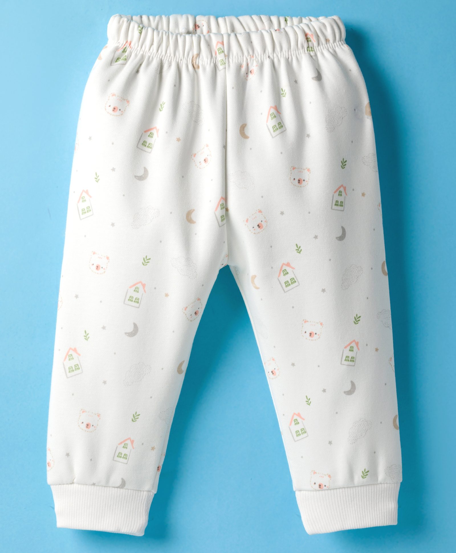 Simply Knit Full Length Fleece Pant With Animal Print - Off White