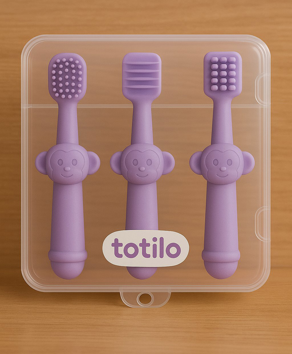 Totilo Baby Toothbrush 3 In 1 Silicone Toothbrush Set| Tongue Cleaner + U Shape Toothbrush + Toothbrush - Purple-image-20