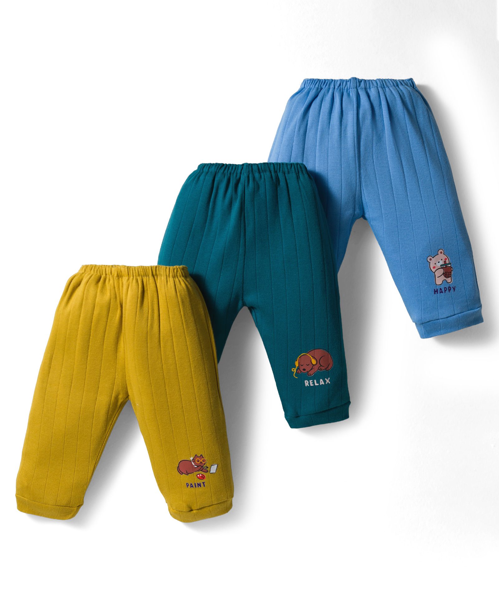 Simply Cotton Knit Full Length Lounge Pant With Animal Print Pack Of 3 - Blue Green & Teal Blue-image-42