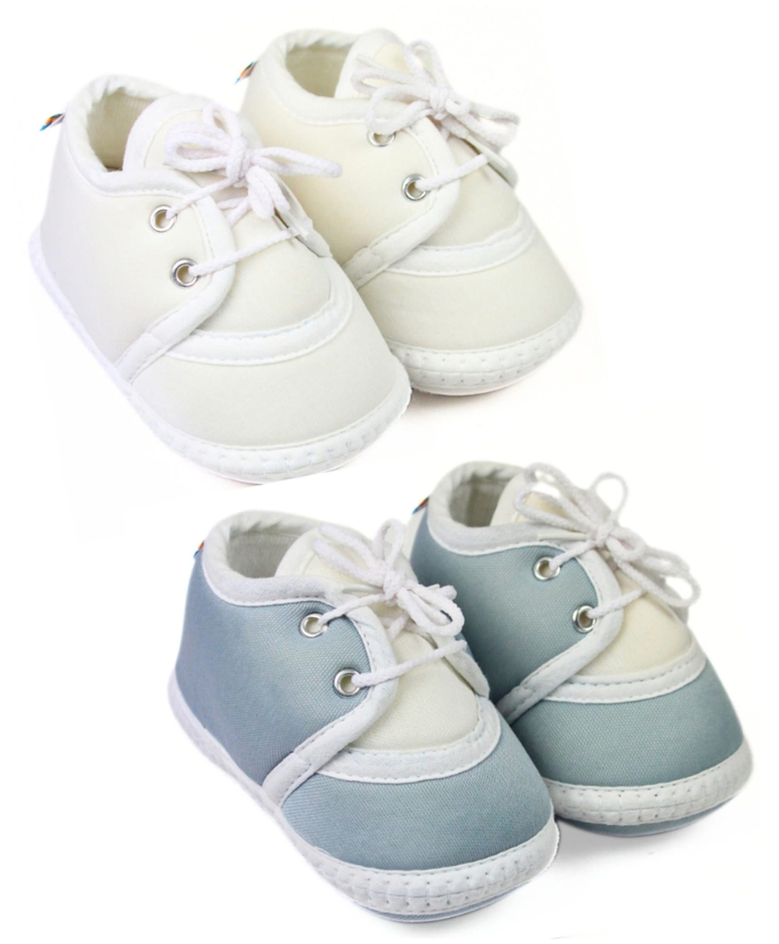 Neska Moda Pack Of 2 Colour Blocked Lace Up Booties - White & Grey-image-26