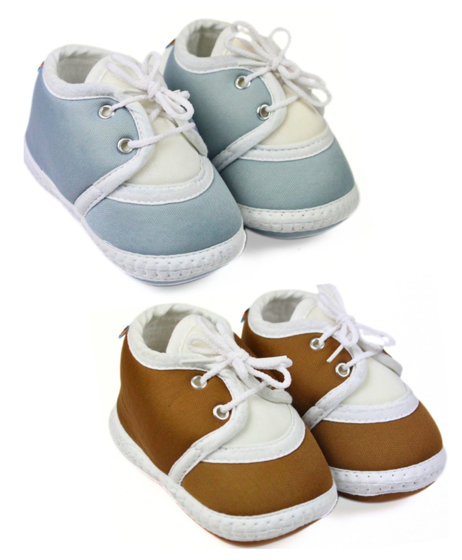 Neska Moda Cotton Pack Of 2 Pairs Solid Lace Up Booties - Grey & Brown-picture-24