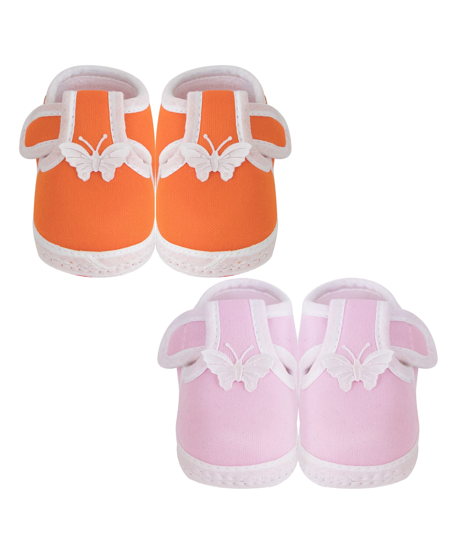 Neska Moda Cotton Pack Of 2 Butterfly Applique Detailed Velcro Closure Booties - Pink & Orange-picture-19