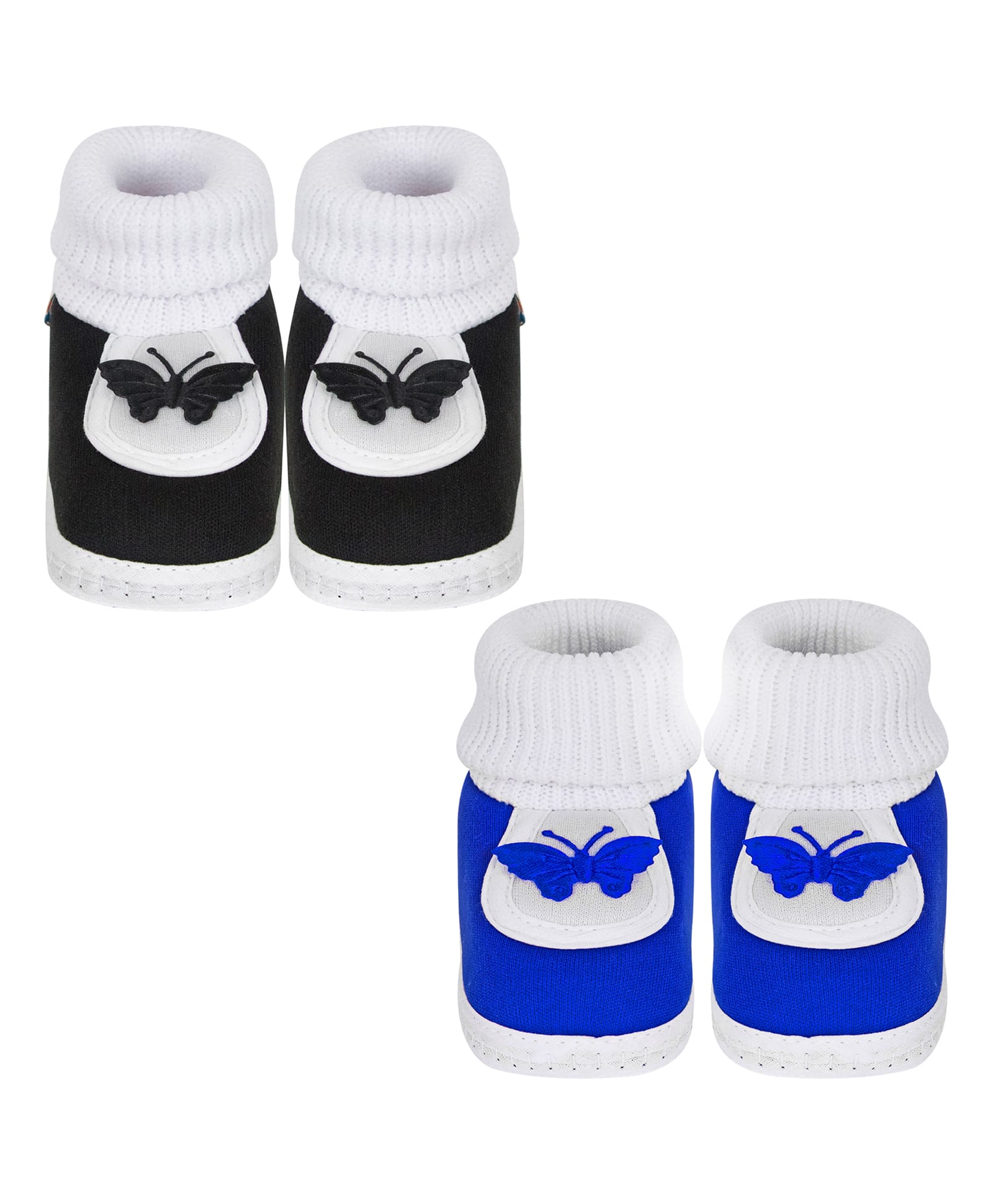 Neska Moda Cotton Pack Of 2 Butterfly Applique Detailed Slip On Booties - Black & Blue-picture-19