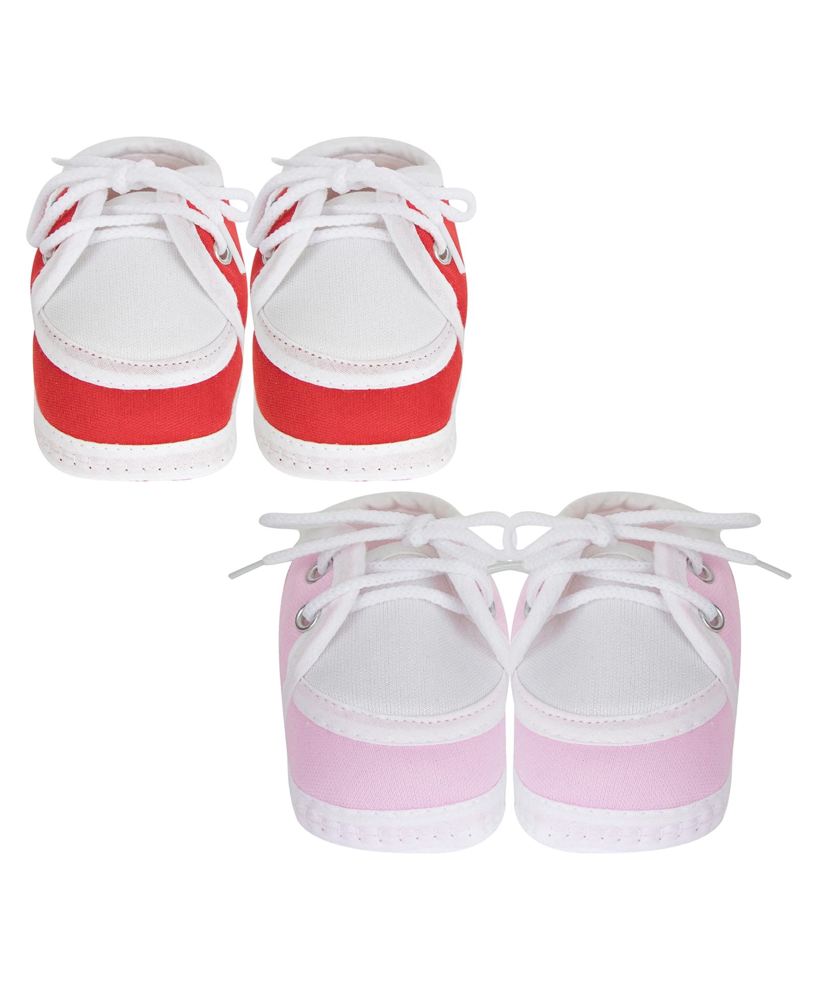 Neska Moda Cotton Pack Of 2 Solid Lace Up Booties - Baby Pink & Red-picture-25