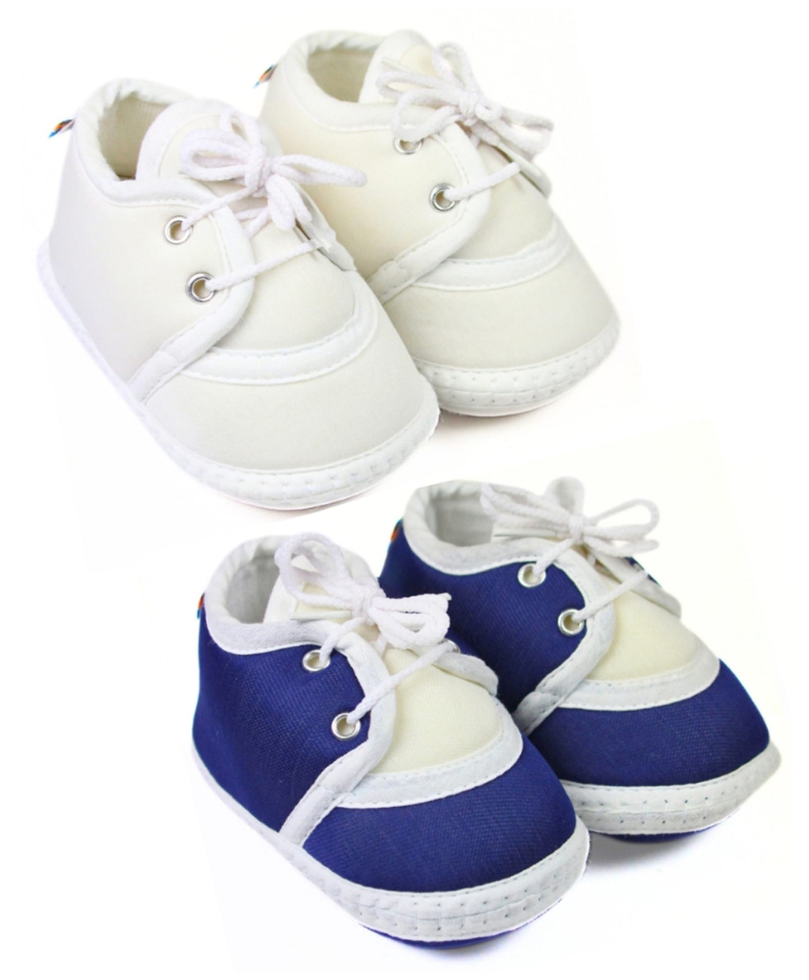Neska Moda Cotton Pack Of 2 Solid Lace Up Booties - White & Navy Blue-picture-15