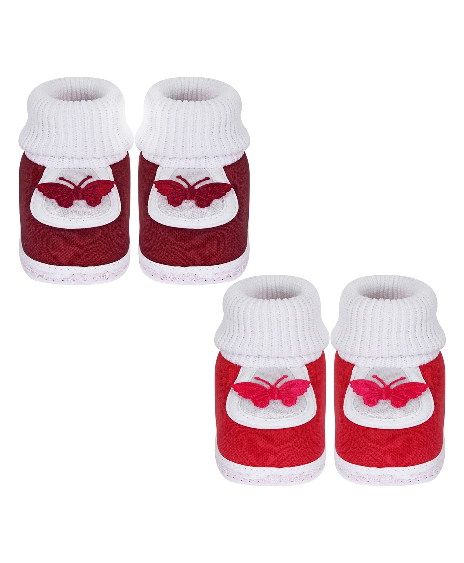 Neska Moda Pack Of 2 Butterfly Applique Detailed Slip On Booties - Maroon & Red-image-6