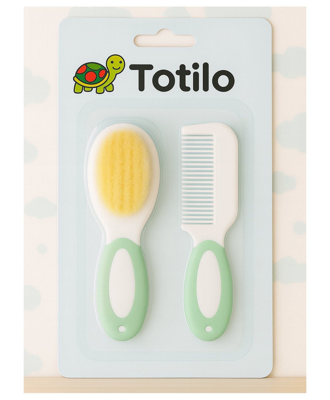 Totilo Baby Hair Comb & Brush Set | Soft Natural Bristles Brush - Green-image-20