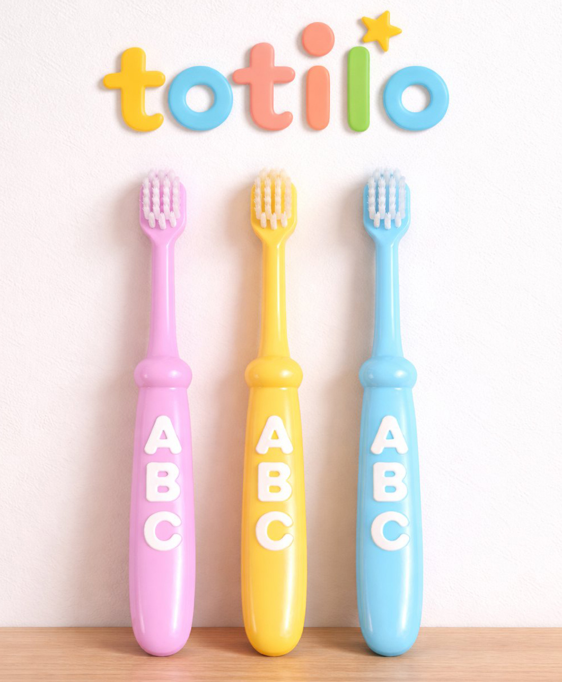 Totilo Cute Handle Soft Bristle With Tongue Scrapper Kids Toothbrush - Blue, Pink & Yellow (Pack of 3)-picture-20