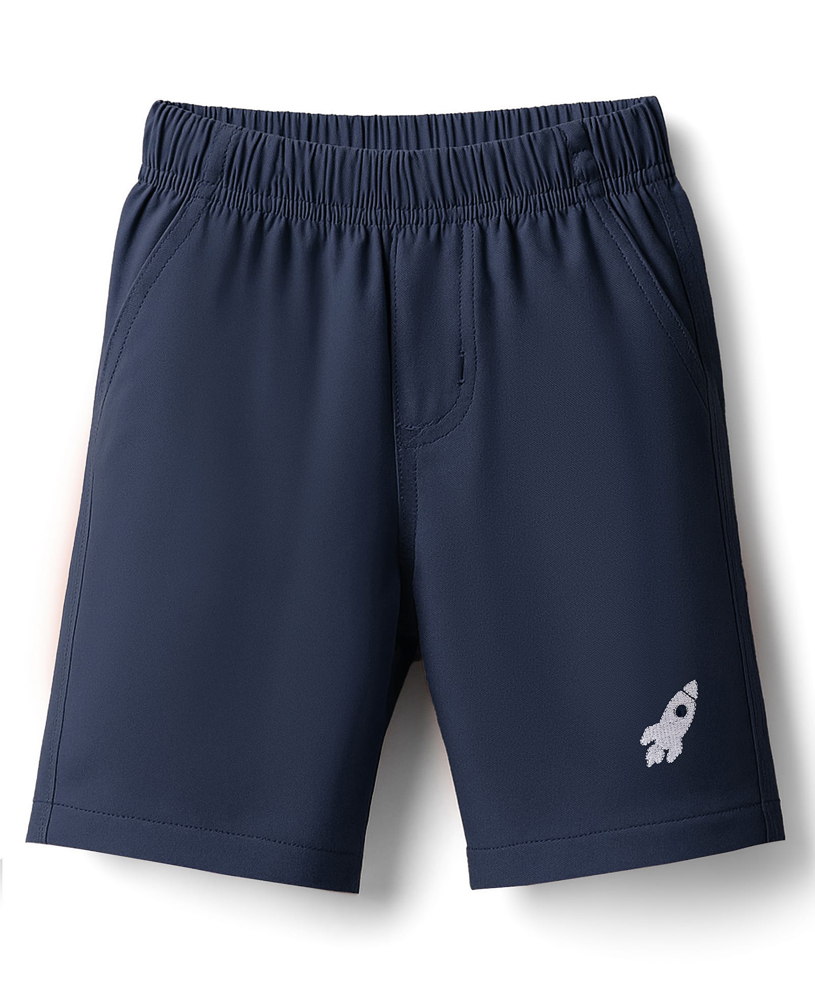 Kookie Kids Cotton Woven Shorts With Rocket Embriodery - Navy Blue-image-2