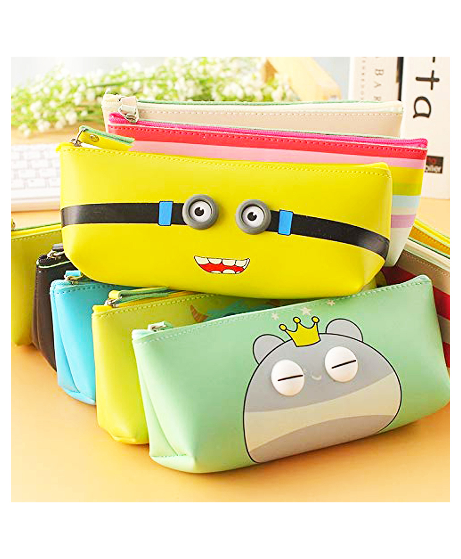 PARTEET Cute 2PCS Cartoon Printed Pencil Pouch with 3D Embossed Eyes | School & Office Stationery Bag and Perfect Birthday Party Return Gift For Kids.-image-12