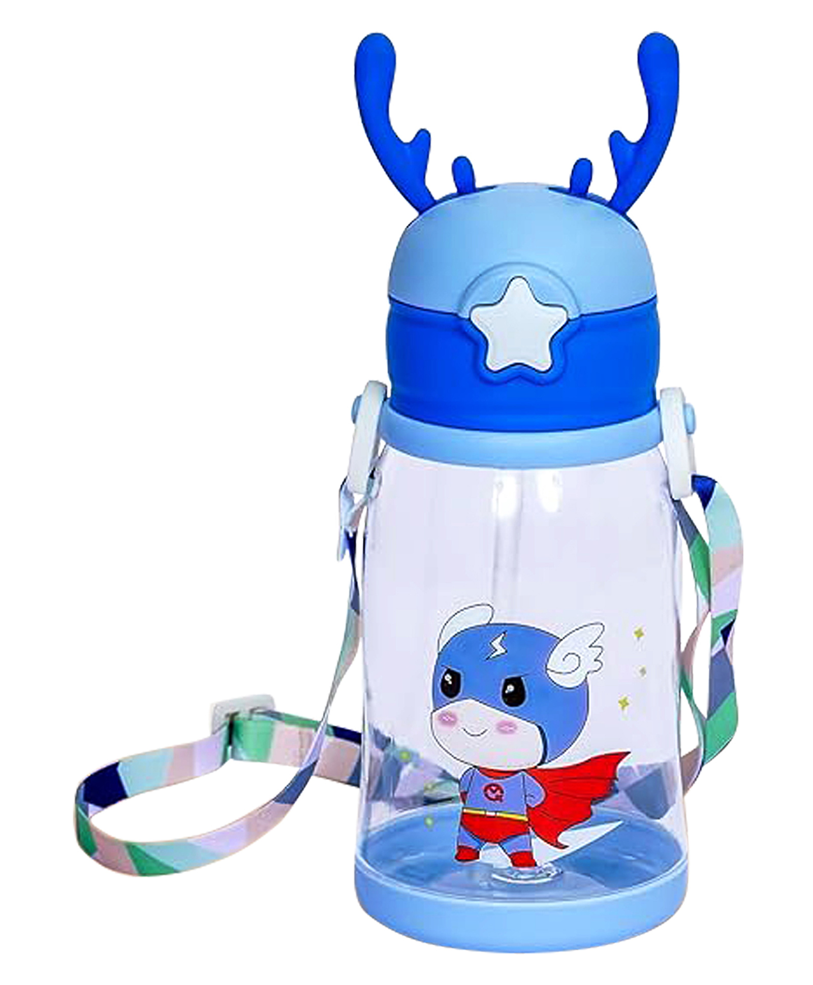PARTEET Cute Space Sipper with Straw & Strap for Kids Anti Leak Sipper for Boys & Girls for School, Space Printed Water Bottle, Large Capacity 500 ML Water Bottle For Kids-picture-25