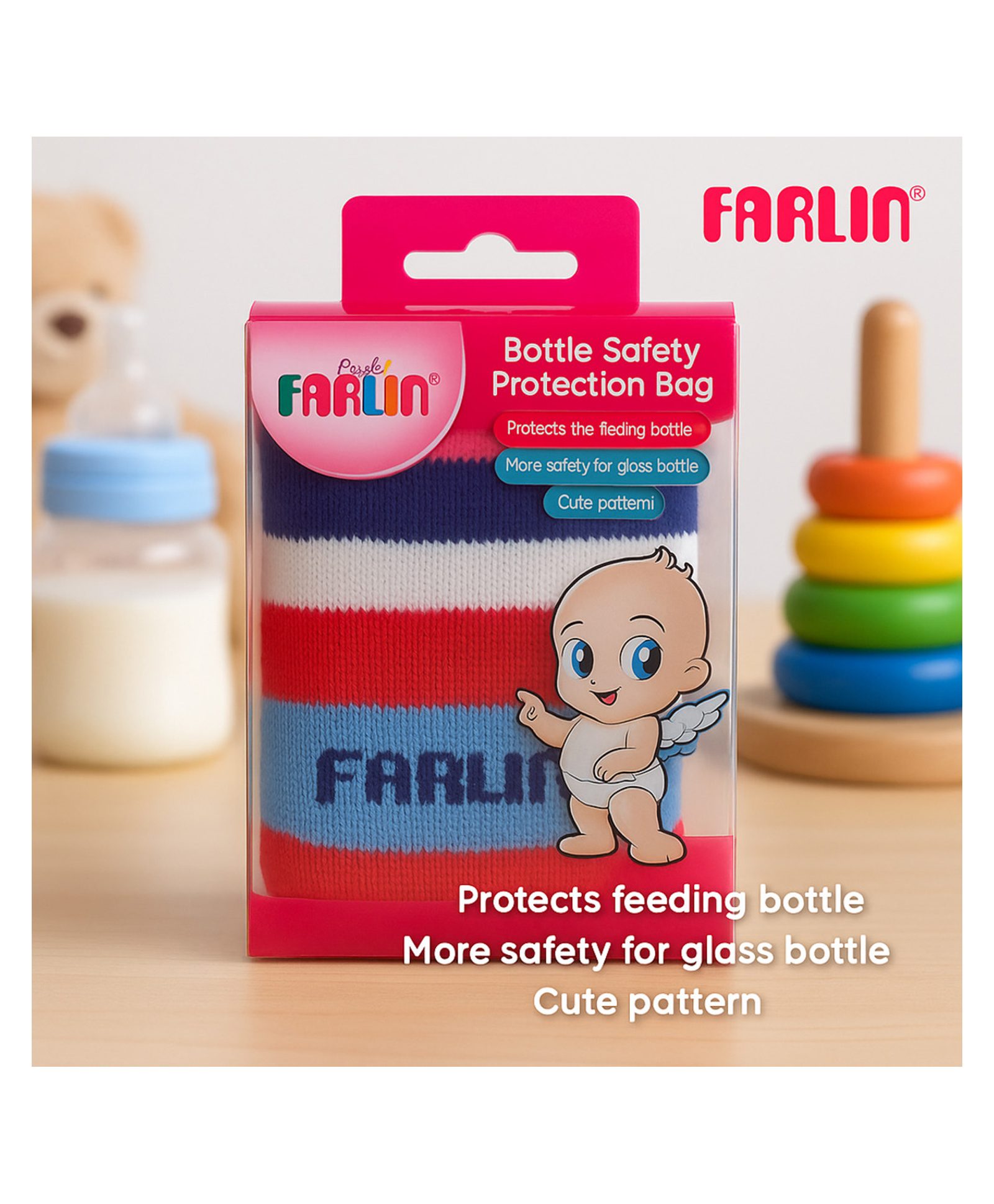 Farlin TOP-7077(R) Bottle Protection Bag for 8oz Bottles Reusable, Lightweight, Shockproof & Travel Friendly Ideal for Baby Feeding Bottles, Leak-Proof Bottle Cover-Red-picture-33