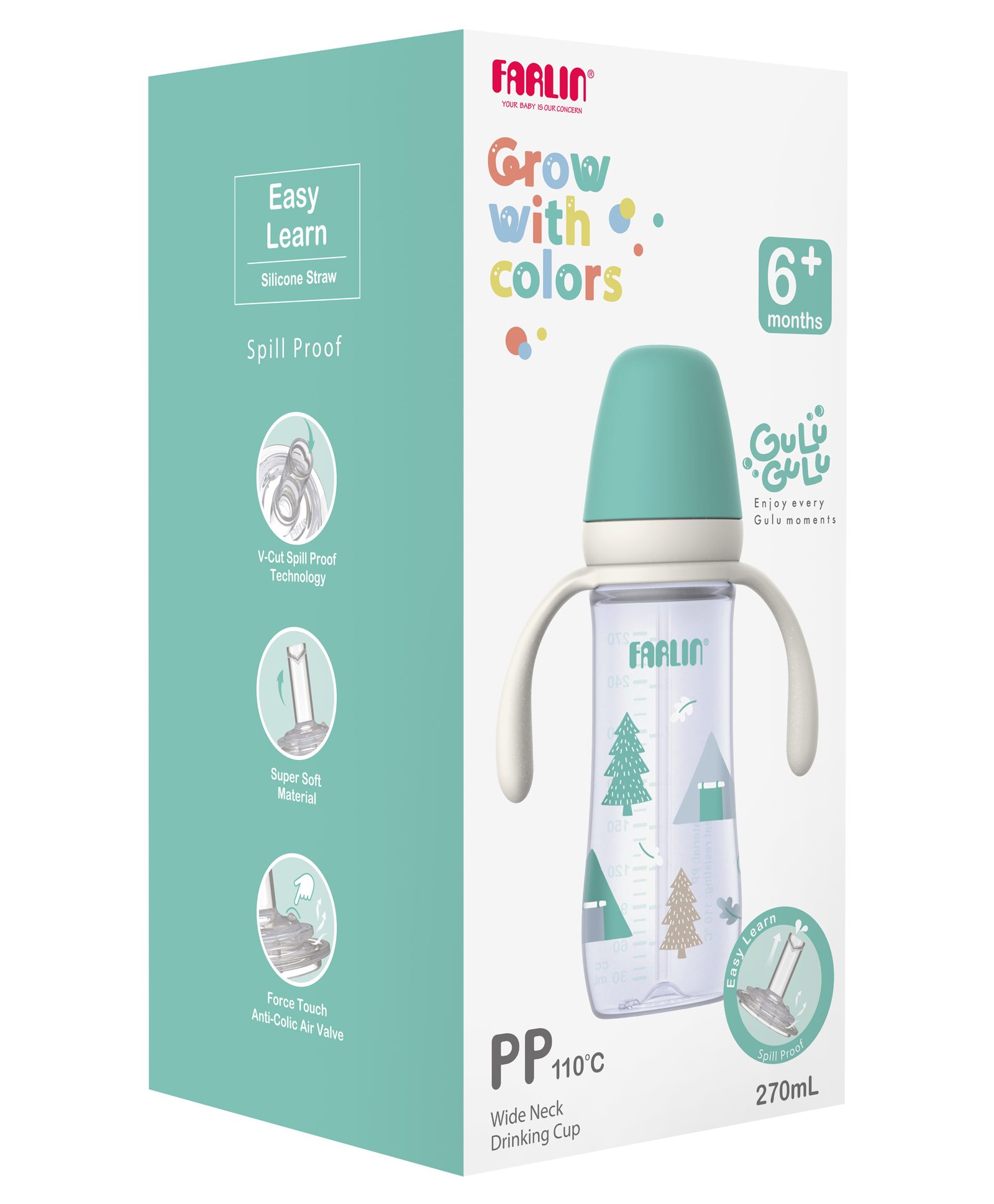 Farlin AG-14201(G) Drinking Cup, 270mL, BPA-Free, Spill-Proof, Sipper with Soft Silicone Straw, Removable Handle & Hygienic Cap, Easy-Grip, Perfect for Toddlers, Durable, (Green)-picture-35